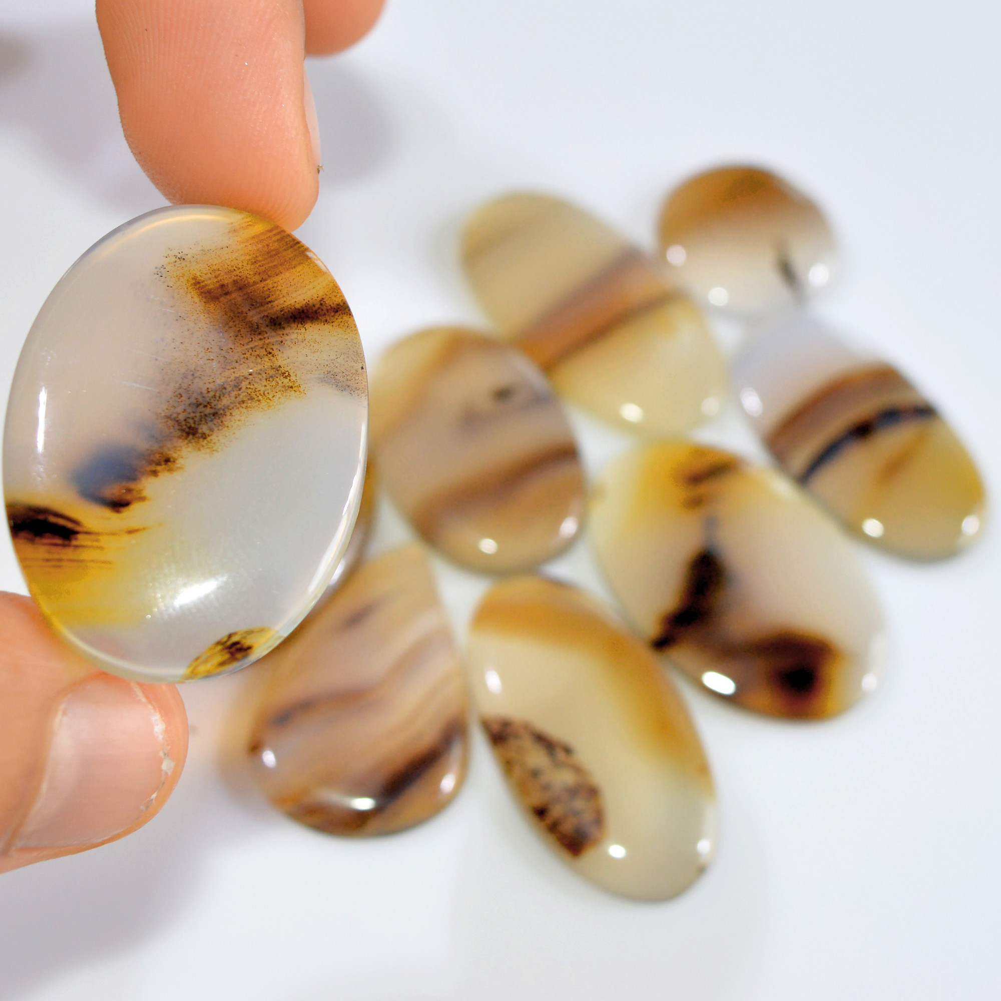 9 Pcs 209 Cts Natural Montana Agate Cabochon Loose Gemstone Lot Wire Wrap Jewelry Making Crystal Healing Stone 34x24 18x18mm 16328