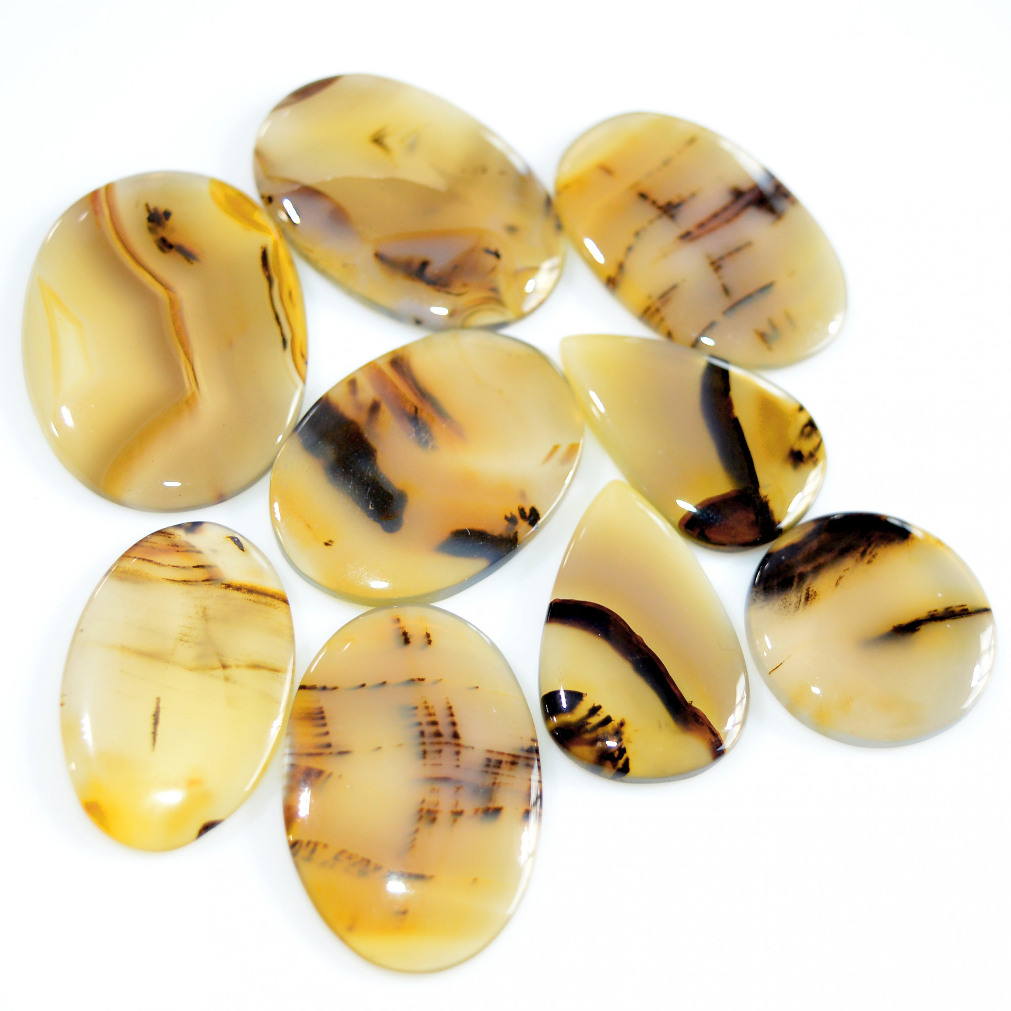 9 Pcs 207 Cts Natural Montana Agate Cabochon Loose Gemstone Lot Wire Wrap Jewelry Making Crystal Healing Stone 35x25 20x20mm 16329