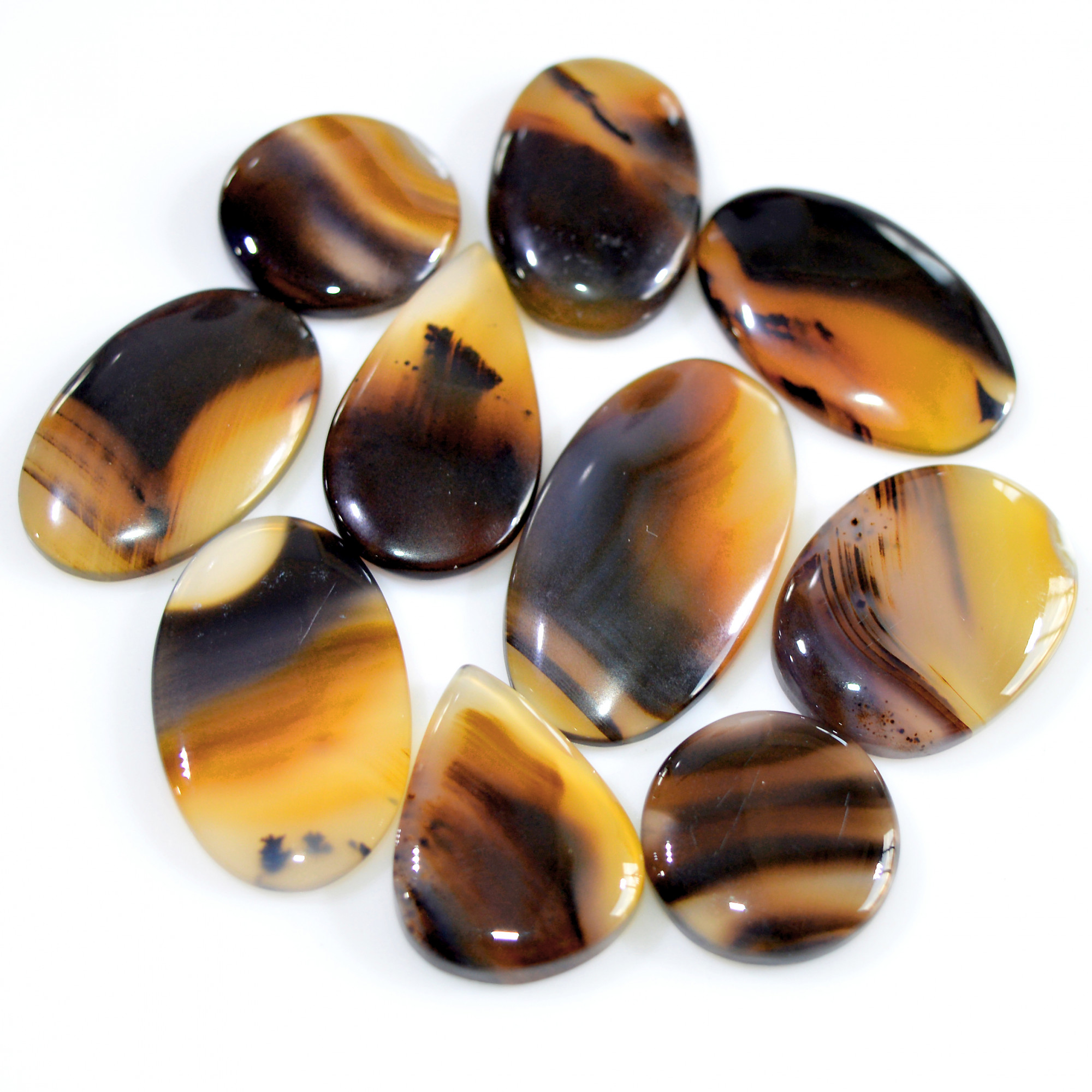 10 Pcs 187 Cts Natural Montana Agate Cabochon Loose Gemstone Lot Wire Wrap Jewelry Making Crystal Healing Stone 35x18 18x18mm 16330