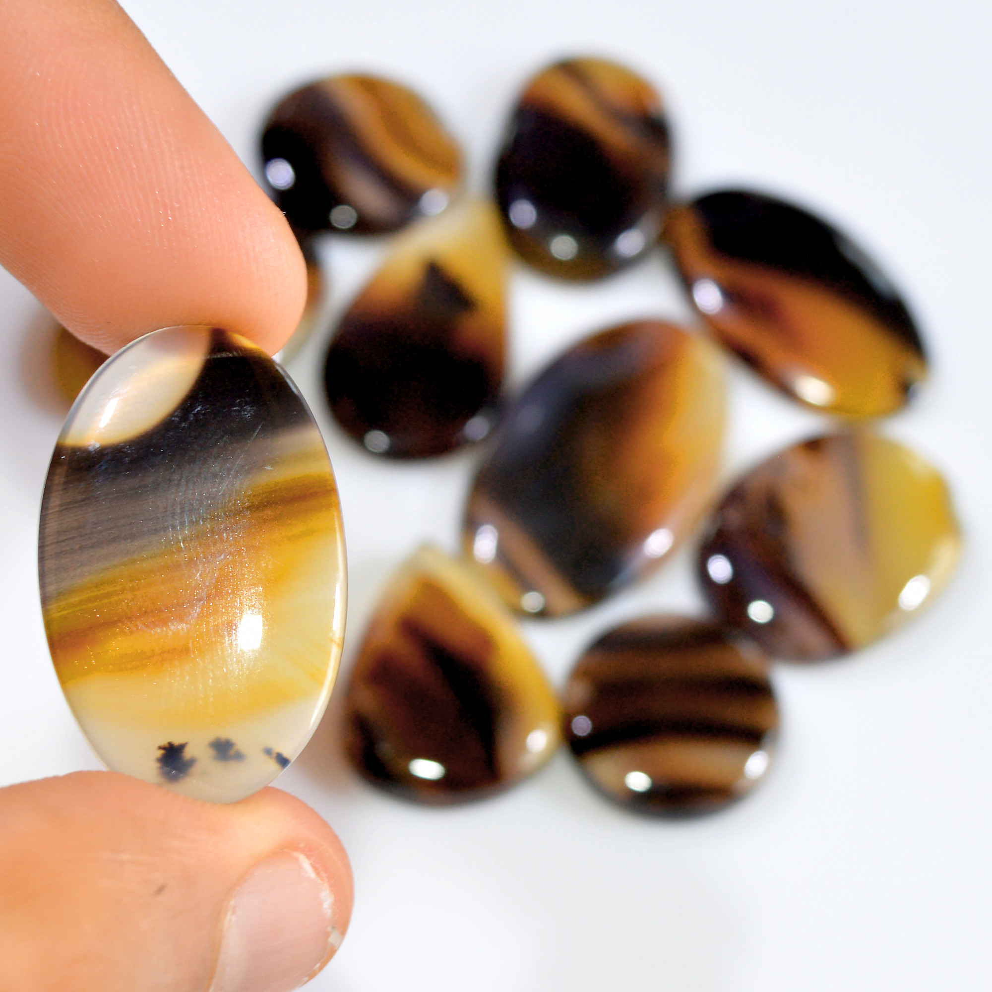 10 Pcs 187 Cts Natural Montana Agate Cabochon Loose Gemstone Lot Wire Wrap Jewelry Making Crystal Healing Stone 35x18 18x18mm 16330