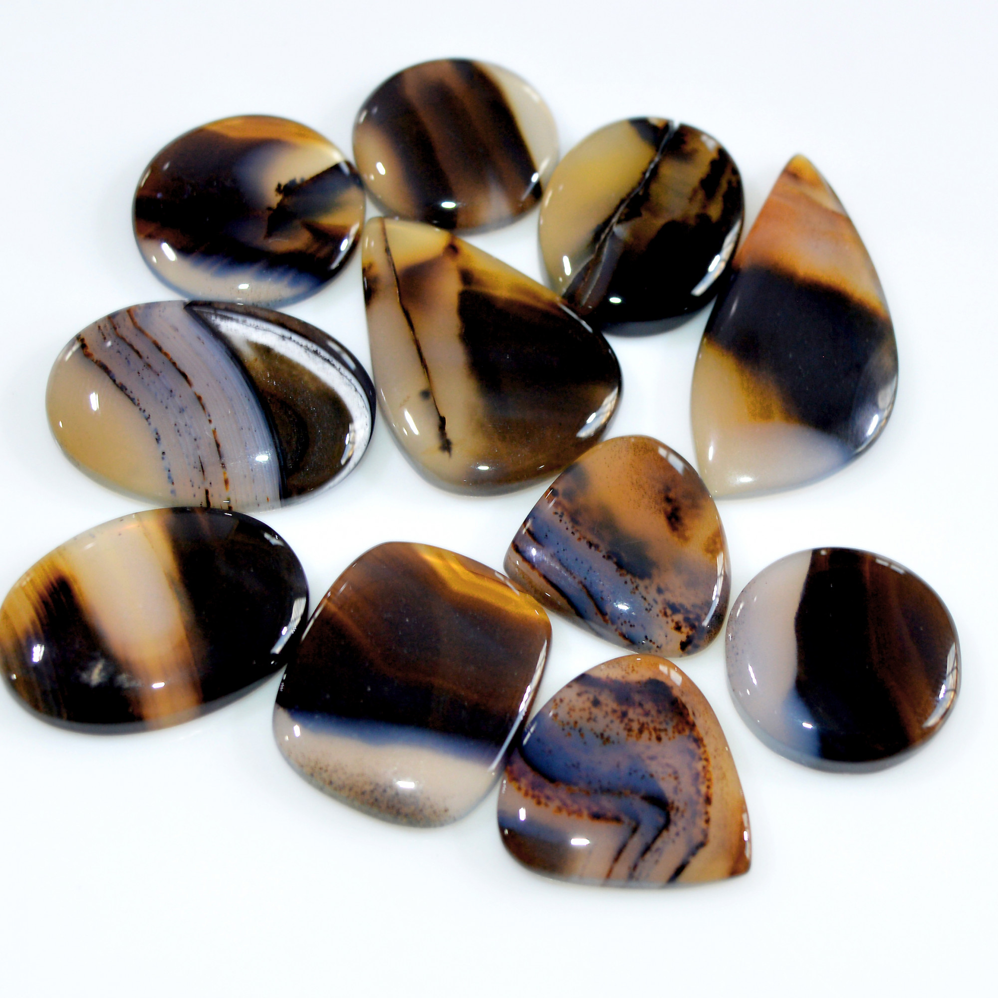 11 Pcs 203 Cts Natural Montana Agate Cabochon Loose Gemstone Lot Wire Wrap Jewelry Making Crystal Healing Stone 35x16 17x17mm 16331