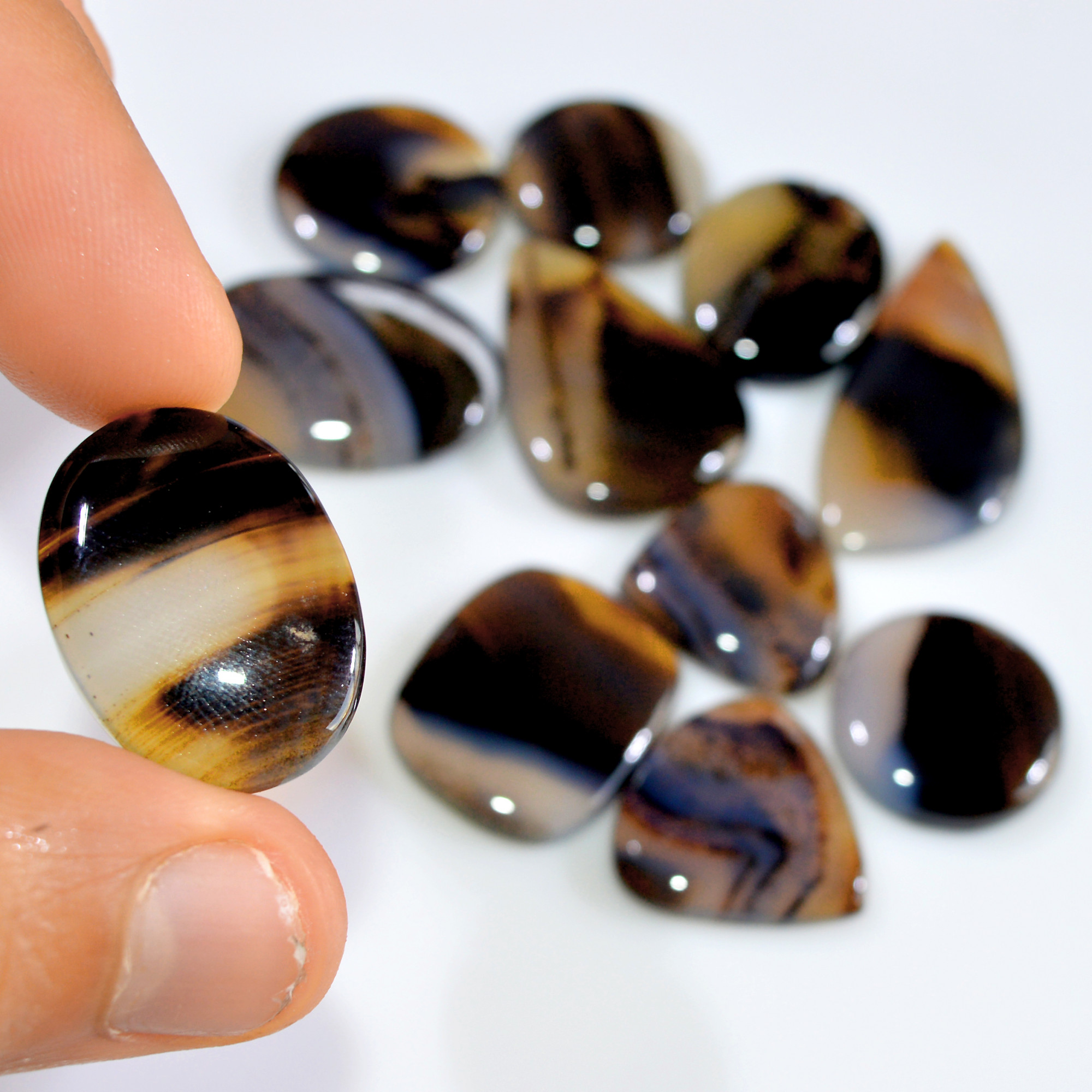 11 Pcs 203 Cts Natural Montana Agate Cabochon Loose Gemstone Lot Wire Wrap Jewelry Making Crystal Healing Stone 35x16 17x17mm 16331
