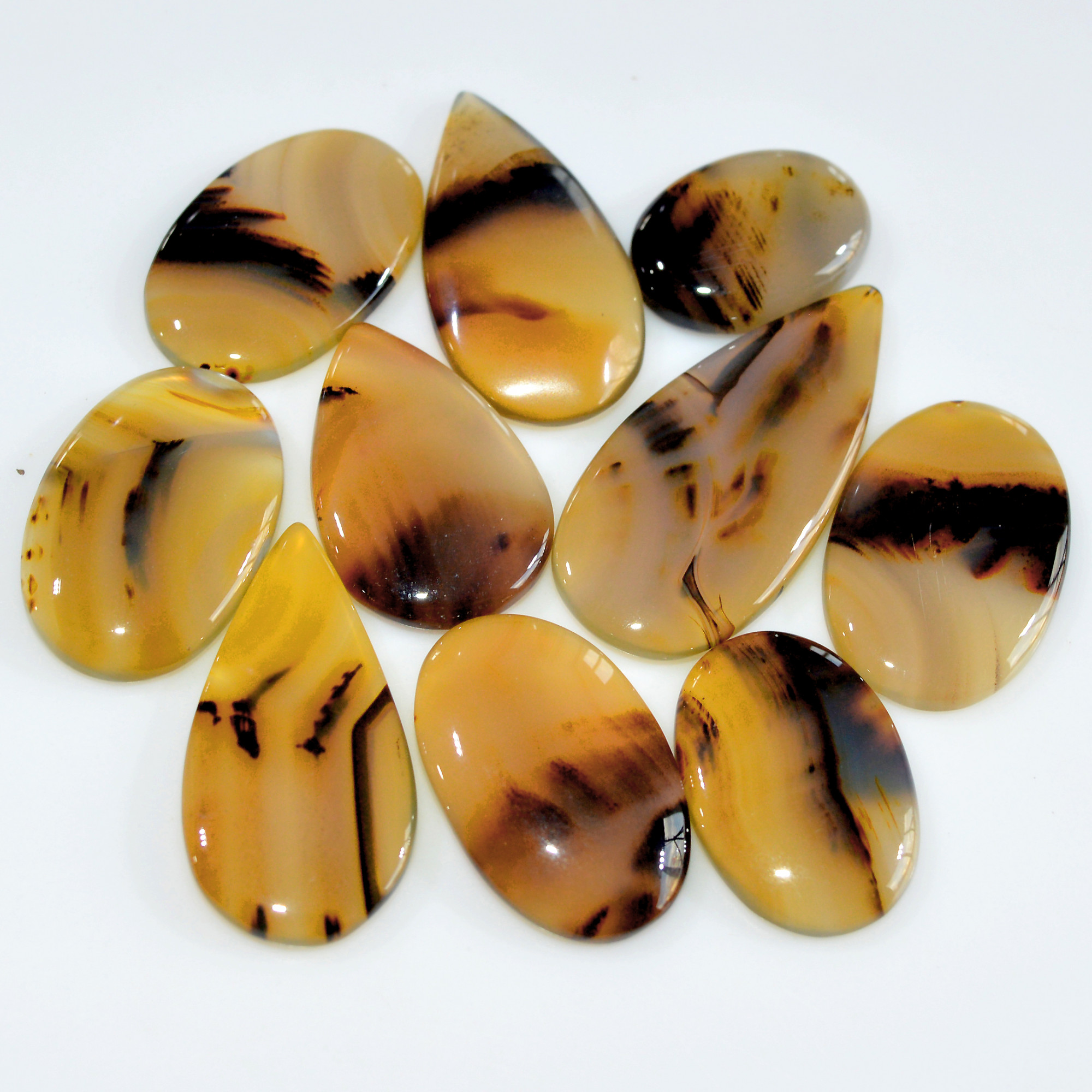 10 Pcs 170 Cts Natural Montana Agate Cabochon Loose Gemstone Lot Wire Wrap Jewelry Making Crystal Healing Stone 37x15 20x13mm 16332