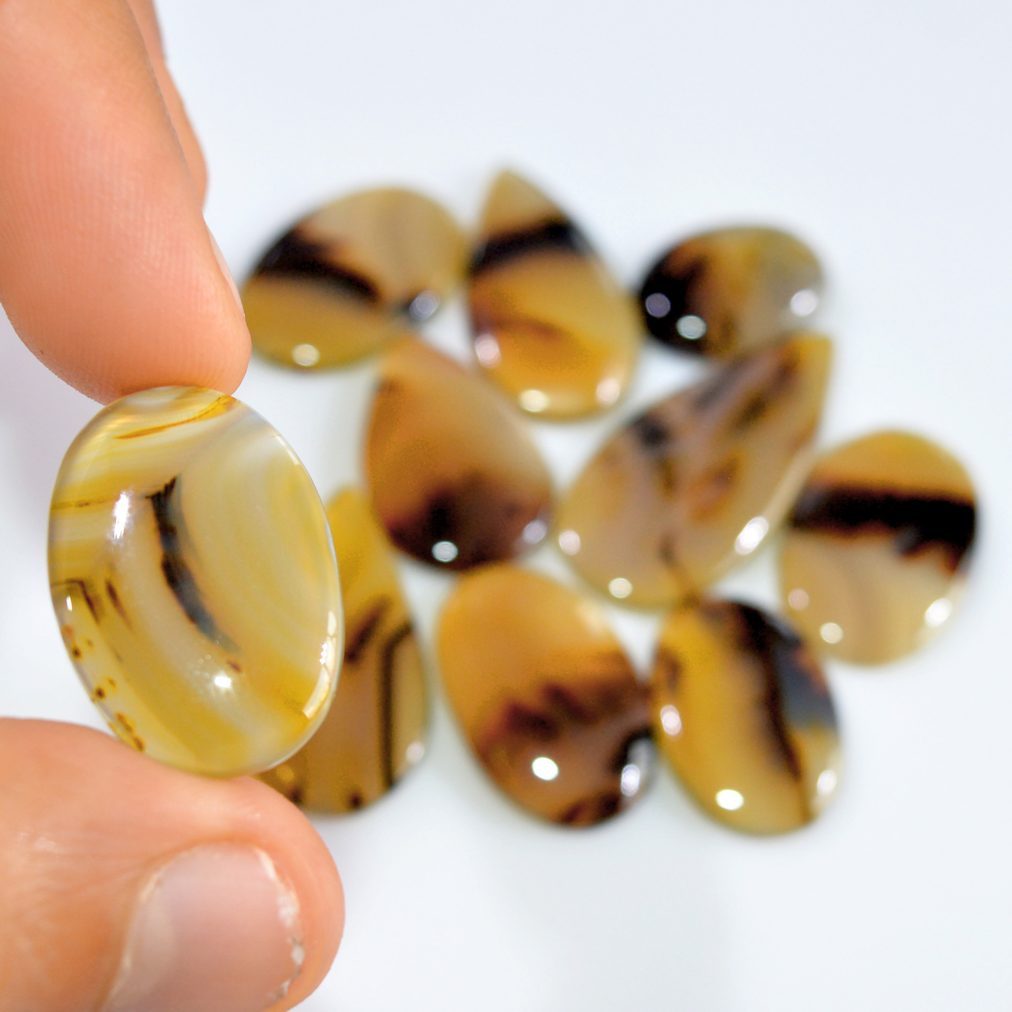 10 Pcs 170 Cts Natural Montana Agate Cabochon Loose Gemstone Lot Wire Wrap Jewelry Making Crystal Healing Stone 37x15 20x13mm 16332