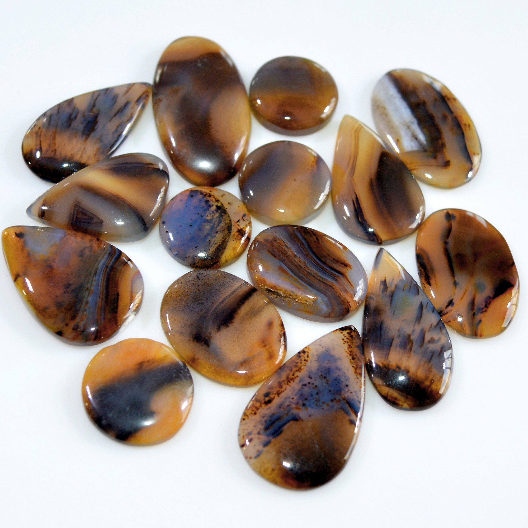 15 Pcs 203 Cts Natural Montana Agate Cabochon Loose Gemstone Lot Wire Wrap Jewelry Making Crystal Healing Stone 30x15 14x14mm 16334