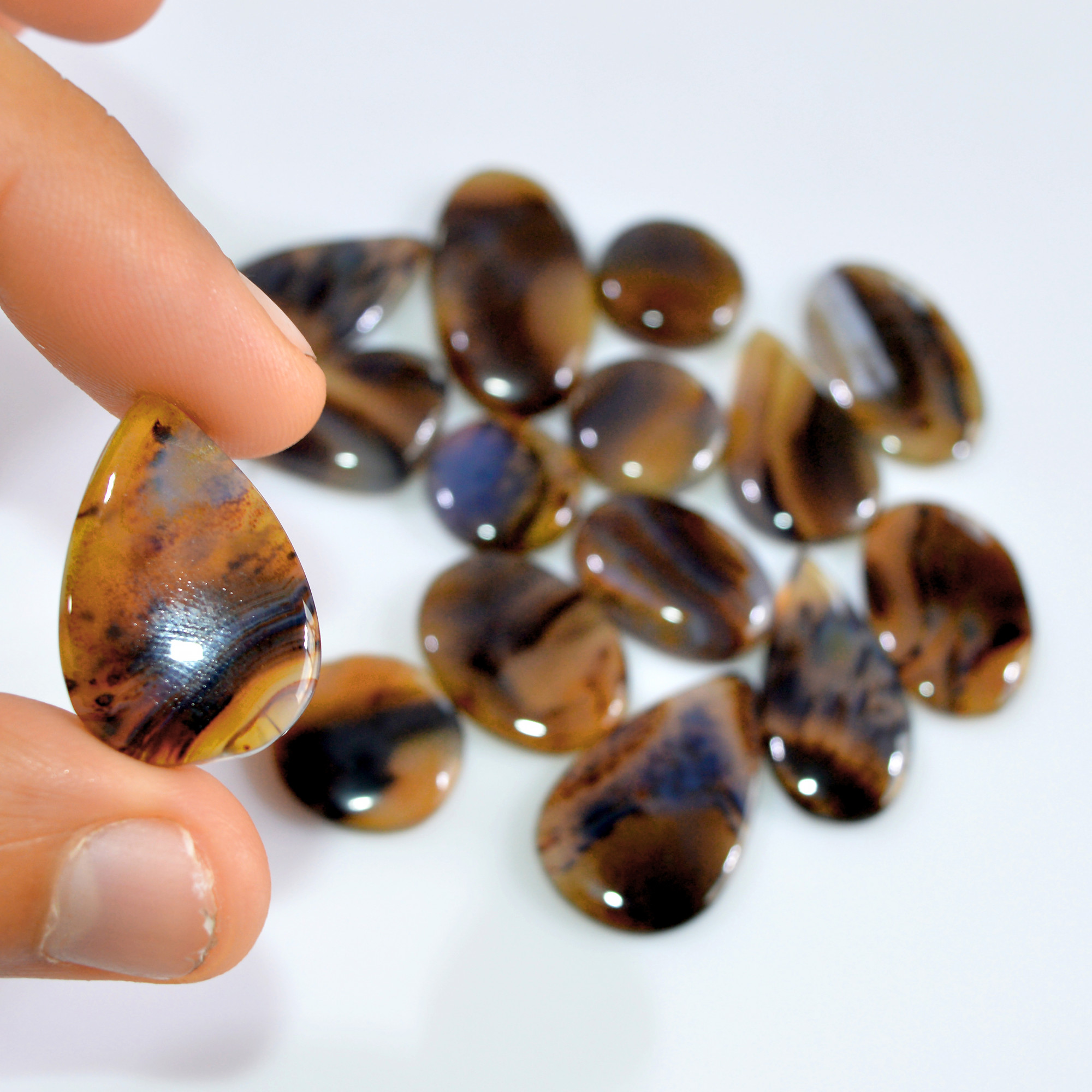 15 Pcs 203 Cts Natural Montana Agate Cabochon Loose Gemstone Lot Wire Wrap Jewelry Making Crystal Healing Stone 30x15 14x14mm 16334