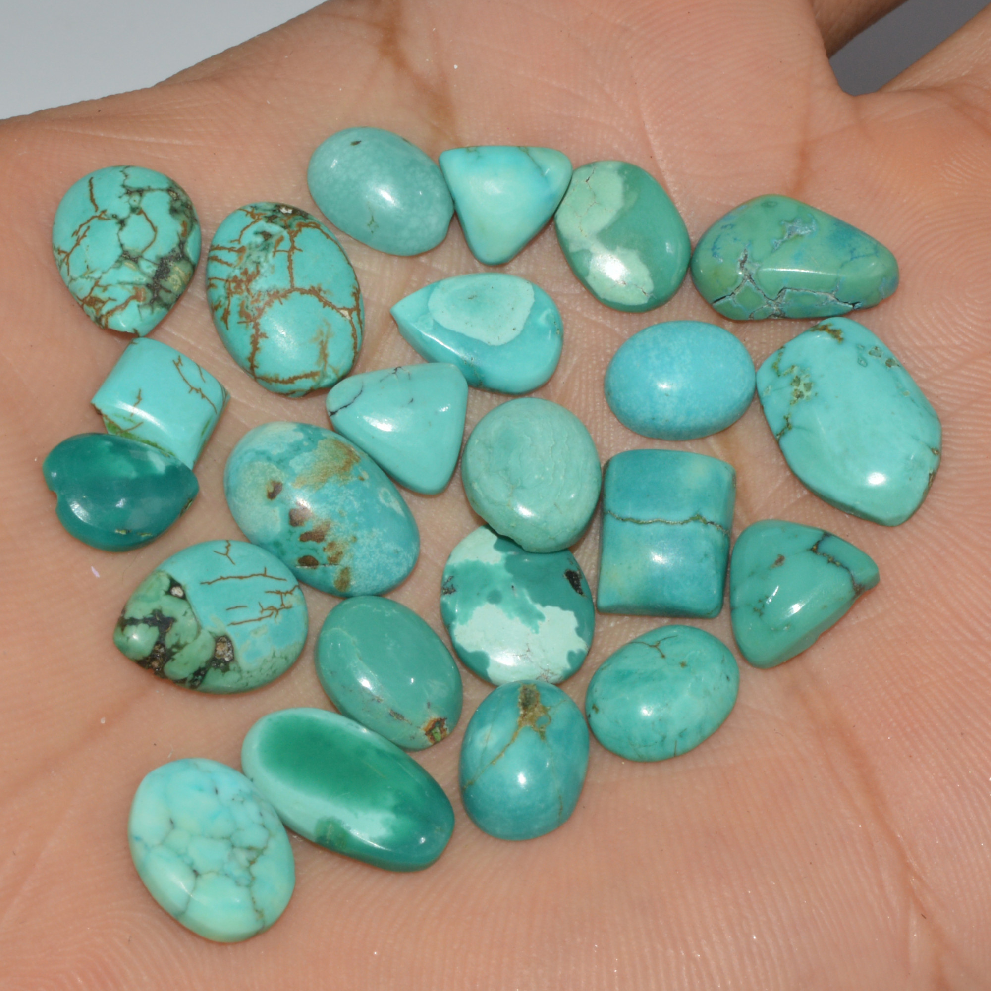 23Pcs 56Cts Natural Tibetan Turquoise Cabochon Loose Gemstone 15x9 8x8mm 16337