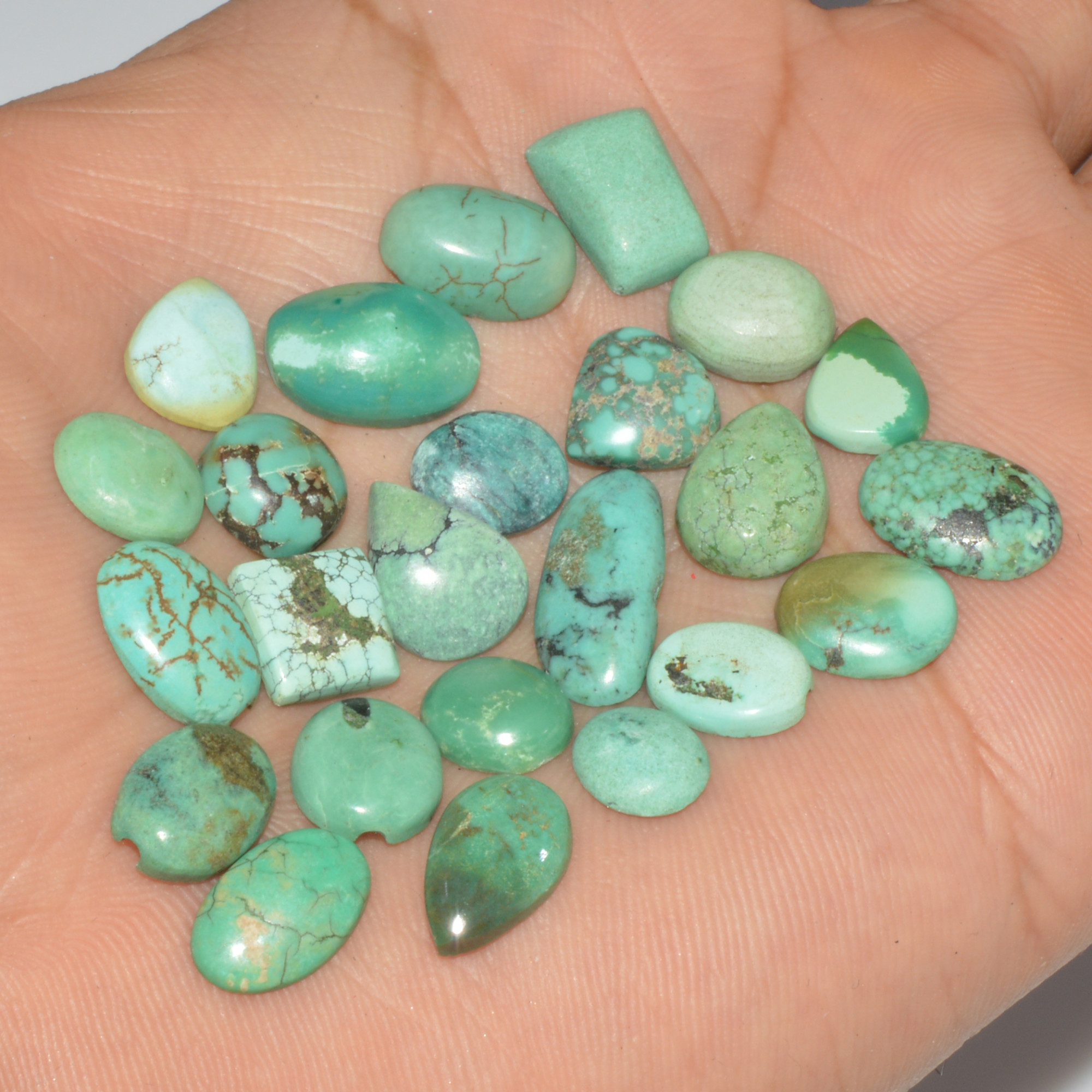 24 Pcs 58Cts Natural Tibetan Turquoise Cabochon Loose Gemstone 17x6 7x5mm 16345