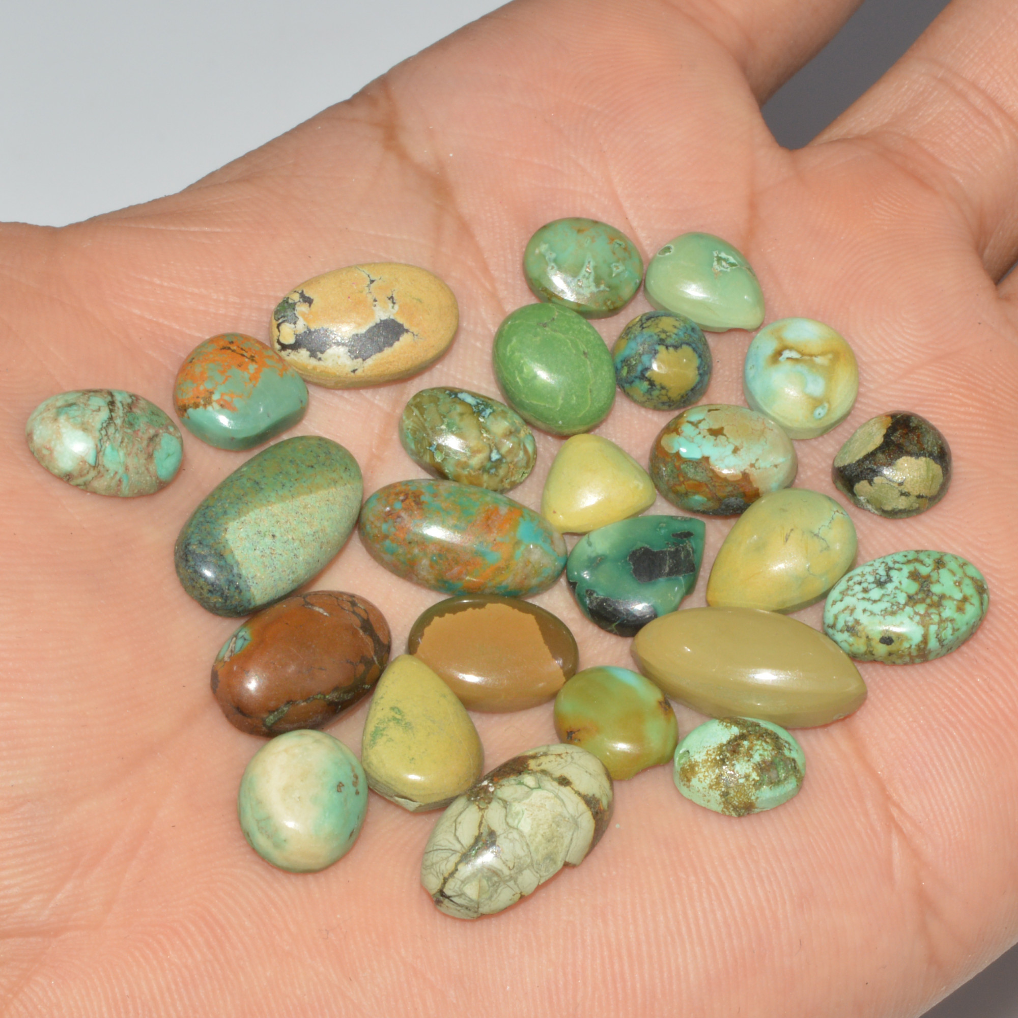 24 Pcs 79Cts Natural Tibetan Turquoise Cabochon Loose Gemstone 19x9 8x6mm 16347