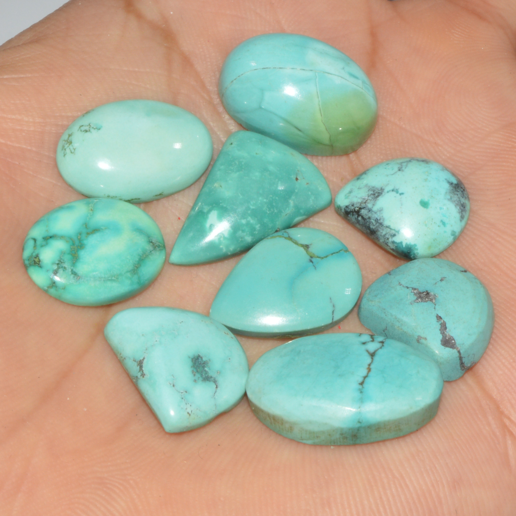9Pcs 80Ct Natural Tibetan Turquoise Cabochon Loose Gemstone 20x10 13x11mm 16350