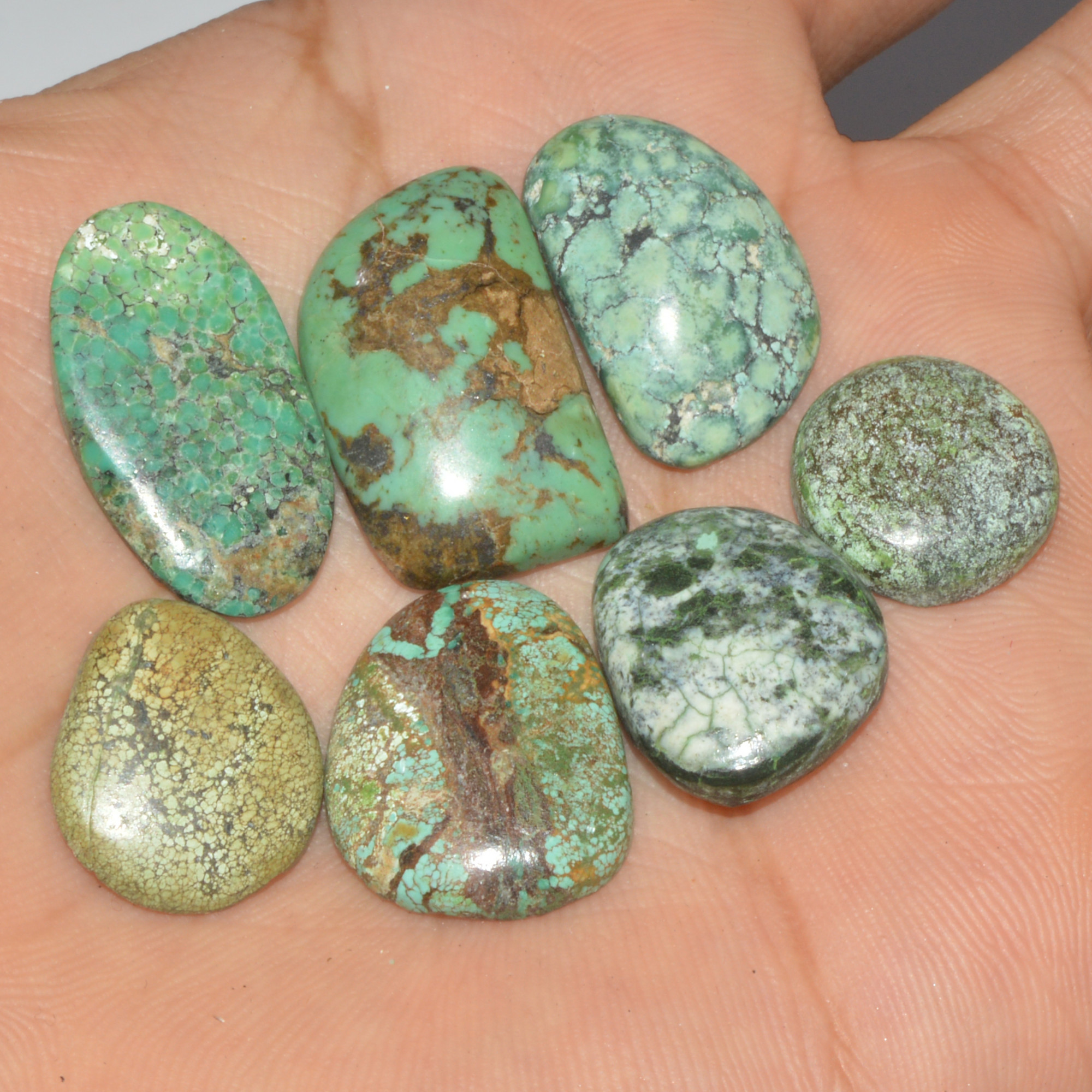 7Pcs 71Ct Natural Tibetan Turquoise Cabochon Loose Gemstone 24x14 14x14mm 16358