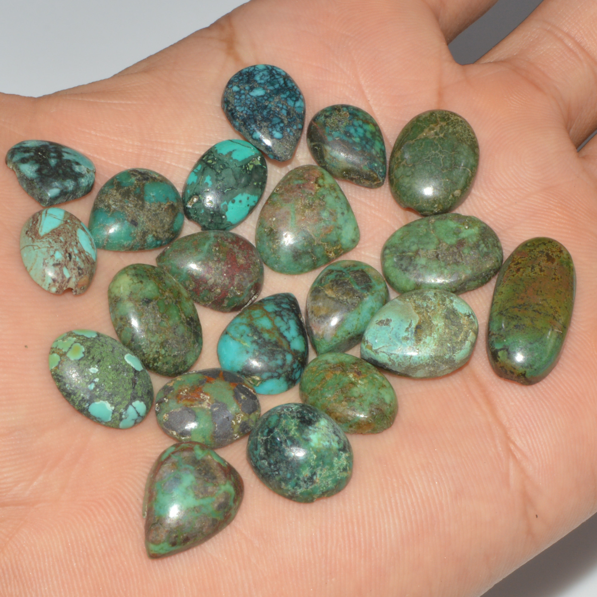 20Pcs 106Ct Natural Tibetan Turquoise Cabochon Gemstone Lot20x10 10x10 mm 16367