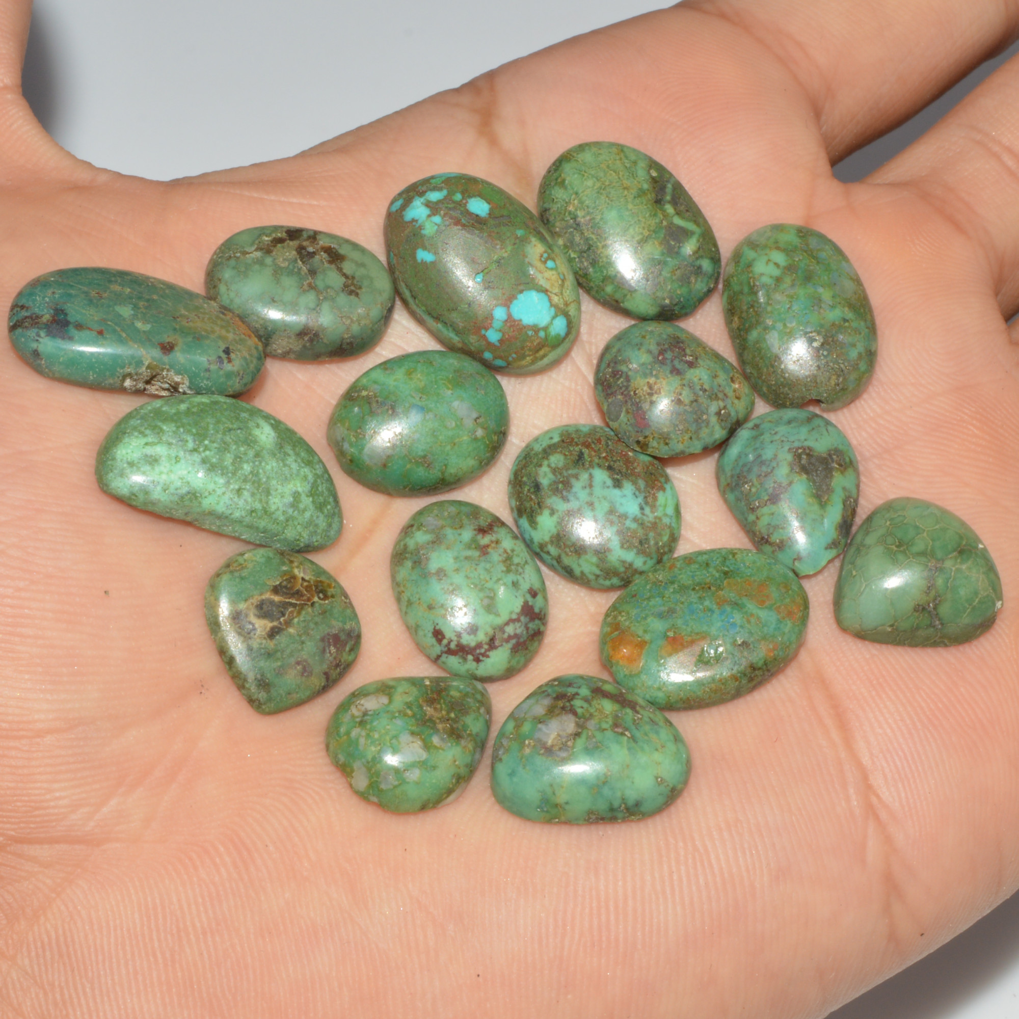 15Pcs 116Cts Natural Tibetan Turquoise Cabochon Gemstone Lot20x10 13x13mm 16368