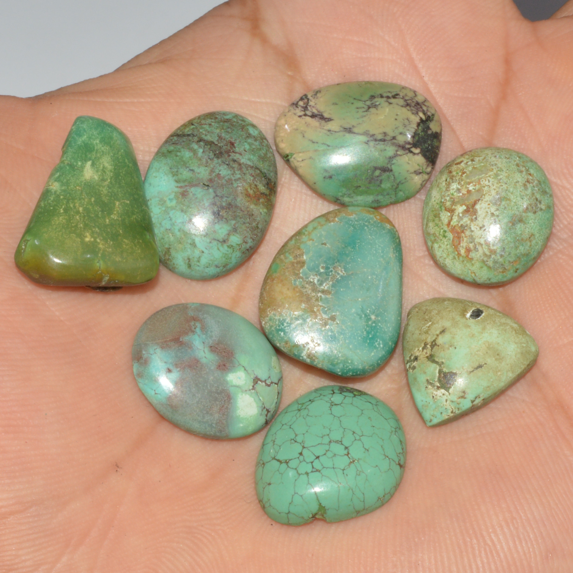 8Pcs 84Ct Natural Tibetan Turquoise Cabochon Loose Gemstone 24x14 14x14mm 16372