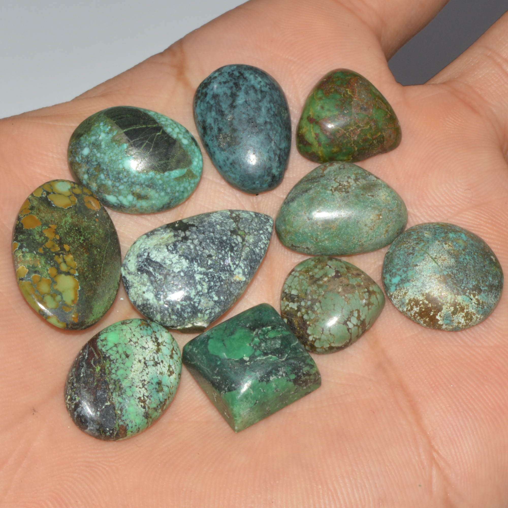 10Pcs 118Cts Natural Tibetan Turquoise Cabochon Gemstone Lot24x14 13x13mm 16373