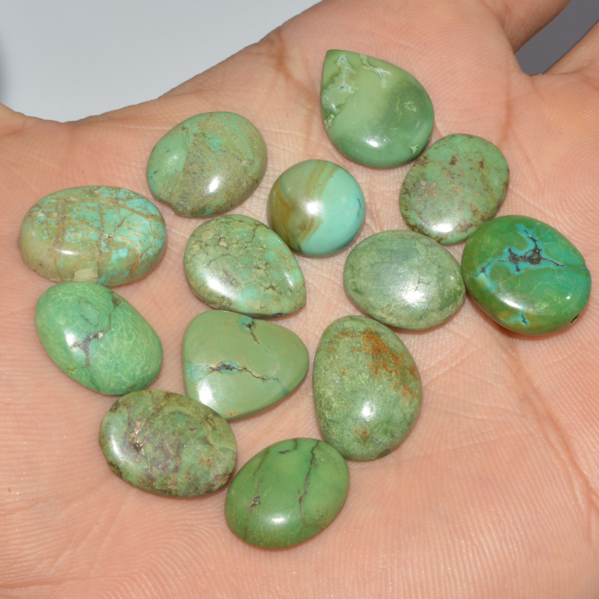 13Pc 83Ct Natural Tibetan Turquoise Cabochon Loose Gemstone 17x11 10x10mm 16377