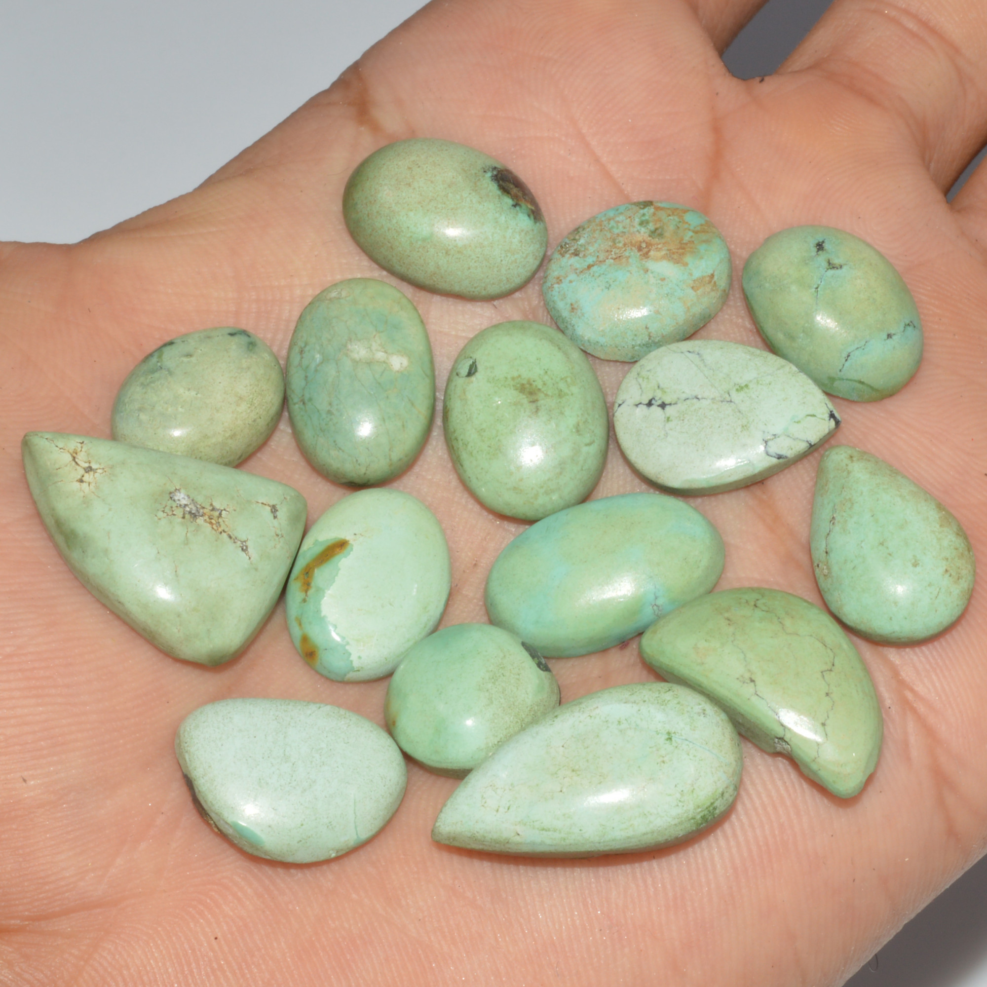 15Pcs 126Cts Natural Tibetan Turquoise Cabochon Gemstone Lot24x10 11x11mm 16383