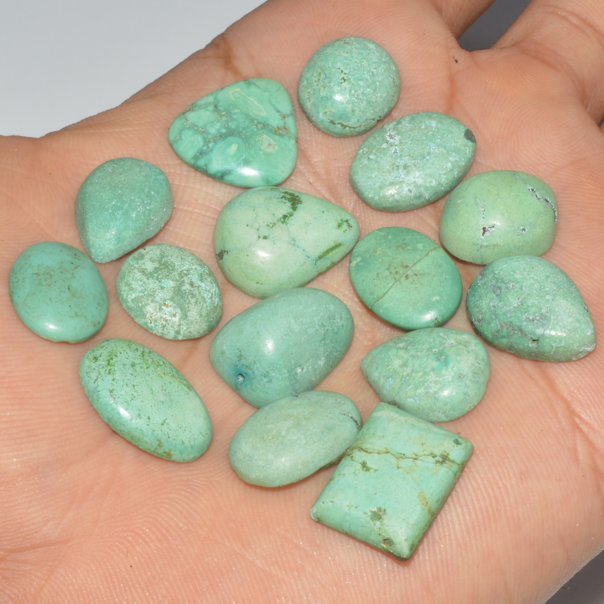 15Pc 99Ct Natural Tibetan Turquoise Cabochon Loose Gemstone 15x10 13x13mm 16384