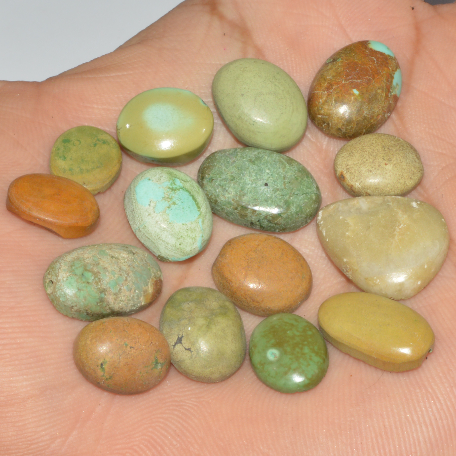 15Pcs 80Ct Natural Tibetan Turquoise Cabochon Loose Gemstone 18x14 10x8mm 16385