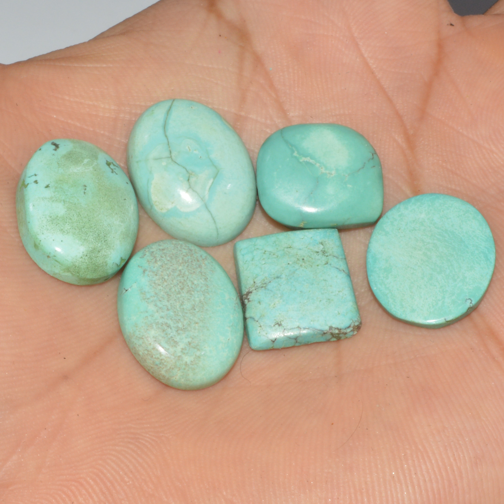 6Pc 51Ct Natural Tibetan Turquoise Cabochon Loose Gemstone 20x14 14x13mm 16388