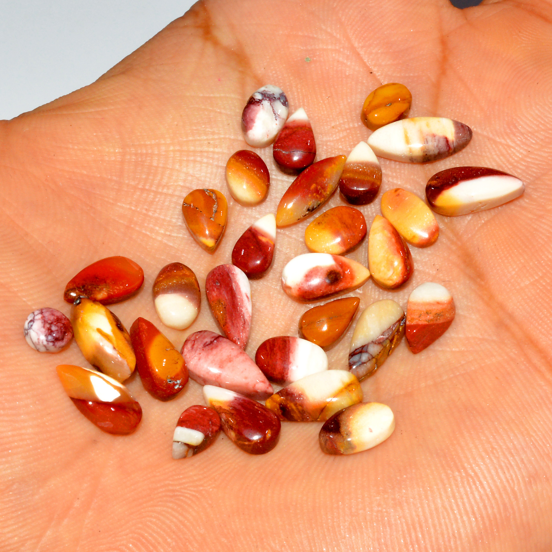 30 Pcs 35 Cts Natural Mookaite Jasper Cabochon Gemstone Jewelry Making Wholesale Mixed Shape Loose Crystal Lot 12x5 4x4mm 16394