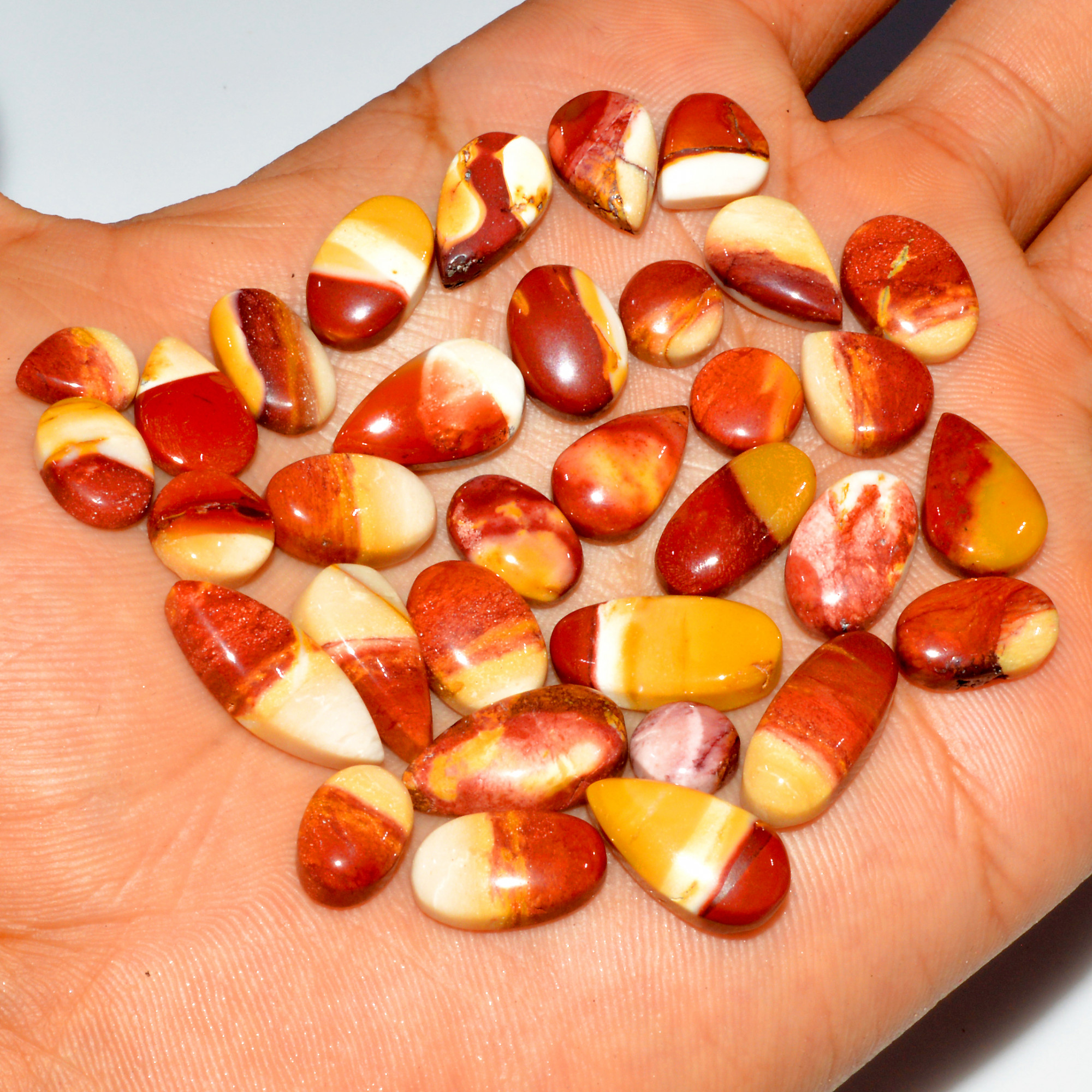 31 Pcs 119 Cts Natural Mookaite Jasper Cabochon Gemstone Jewelry Making Wholesale Mixed Shape Loose Crystal Lot 19x6 6x6mm 16403