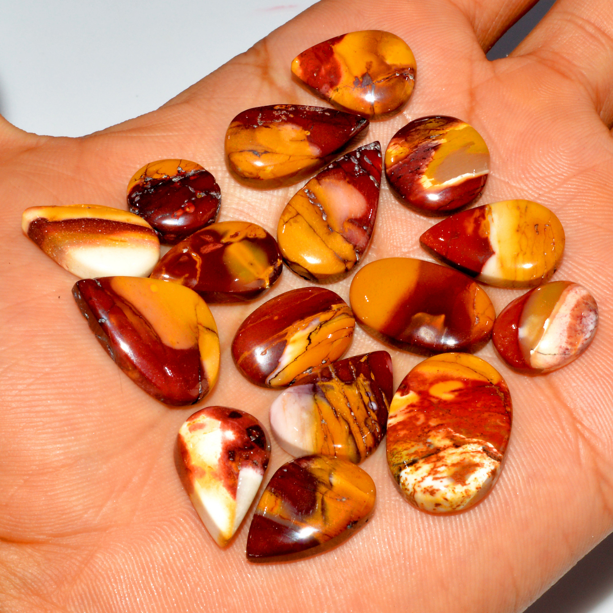 16 Pcs 148 Cts Natural Mookaite Jasper Cabochon Gemstone Jewelry Making Wholesale Mixed Shape Loose Crystal Lot 22x15 11x11mm 16408