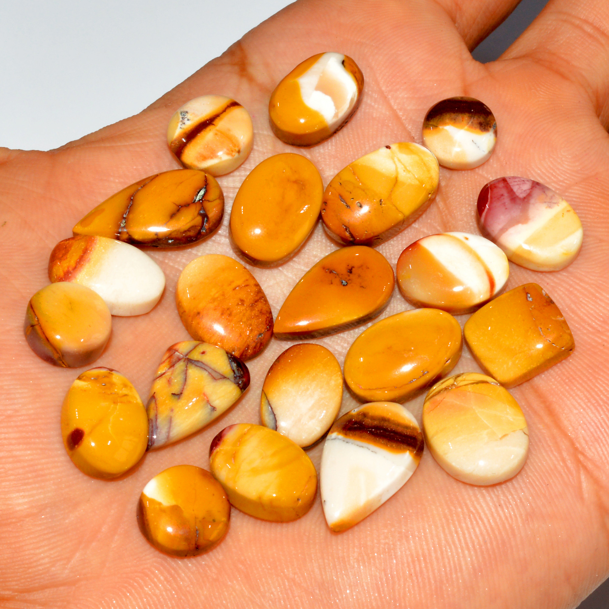 20 Pcs 118 Cts Natural Mookaite Jasper Cabochon Loose Gemstone Lot Semi Precious Handmade Healing Crystal Jewelry 18x9 9x9mm 16414