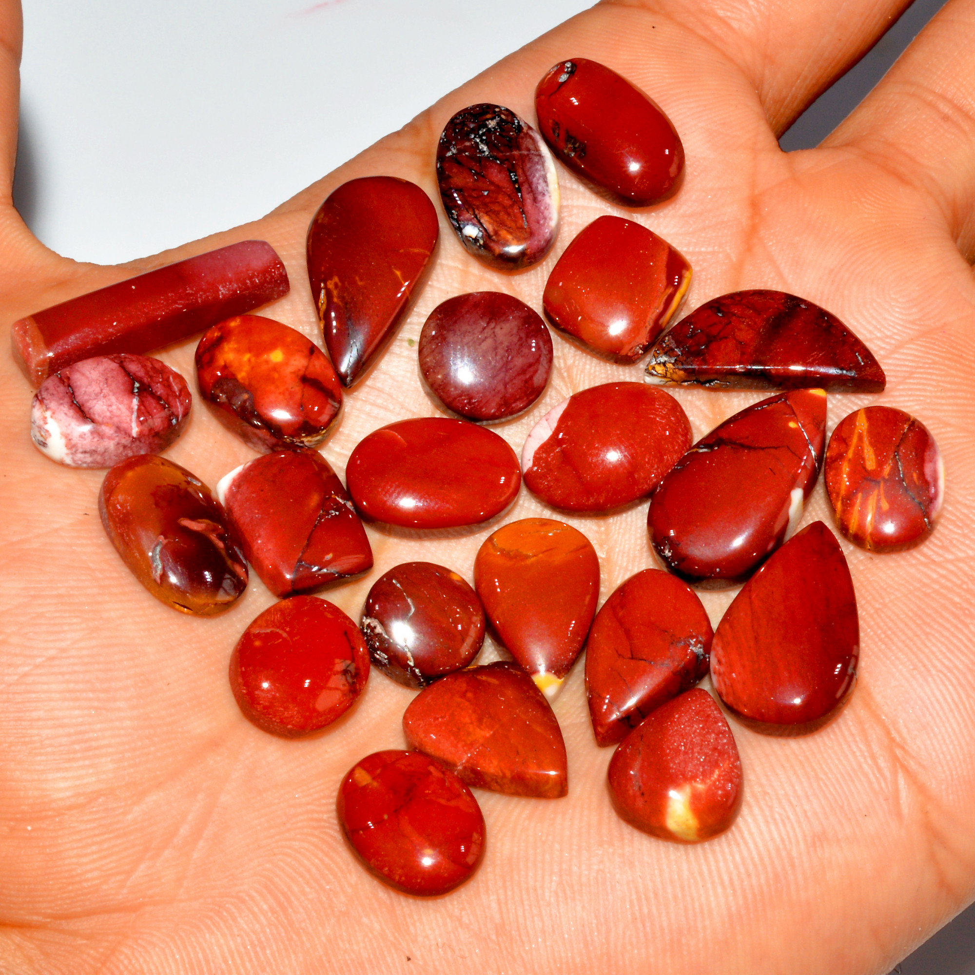 23 Pcs 136 Cts Natural Mookaite Jasper Cabochon Loose Gemstone Lot Semi Precious Handmade Healing Crystal Jewelry 24x5 10x10mm 16425