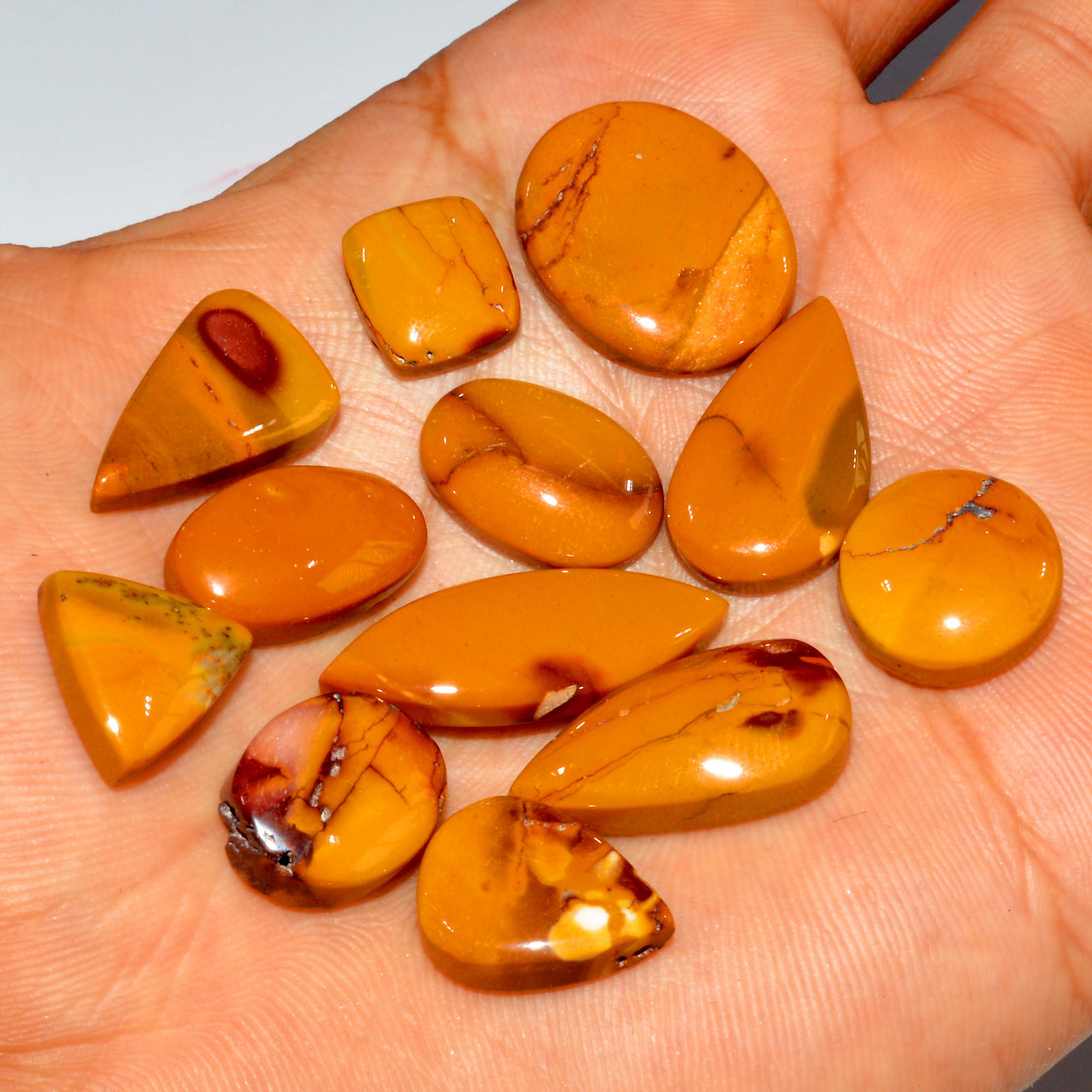 12 Pcs 124 Cts Natural Mookaite Jasper Cabochon Loose Gemstone Lot Semi Precious Handmade Healing Crystal Jewelry 27x10 10x9mm 16430