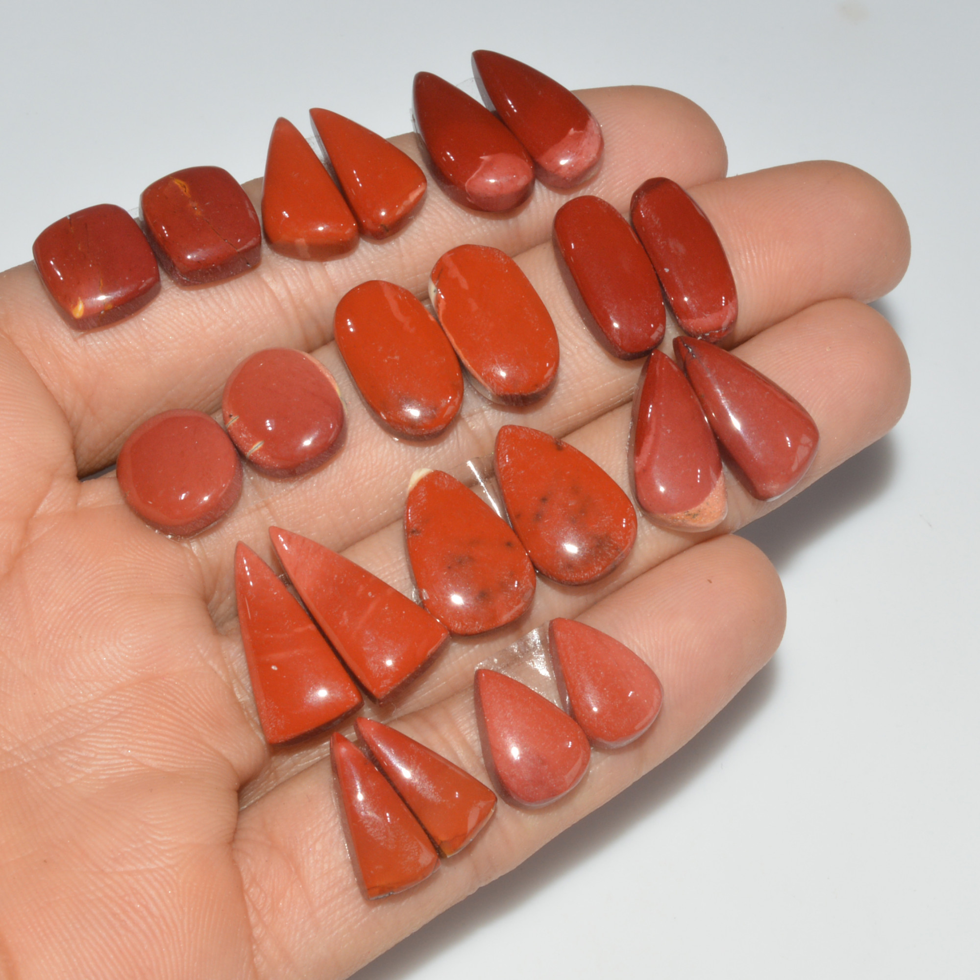 11 Pair 115 Cts Natural Mookaite Jasper Cabochon Loose Gemstone Pairs Lot Earrings Making Semi-Precious Boho Jewelry 19X14 10X9mm 16436