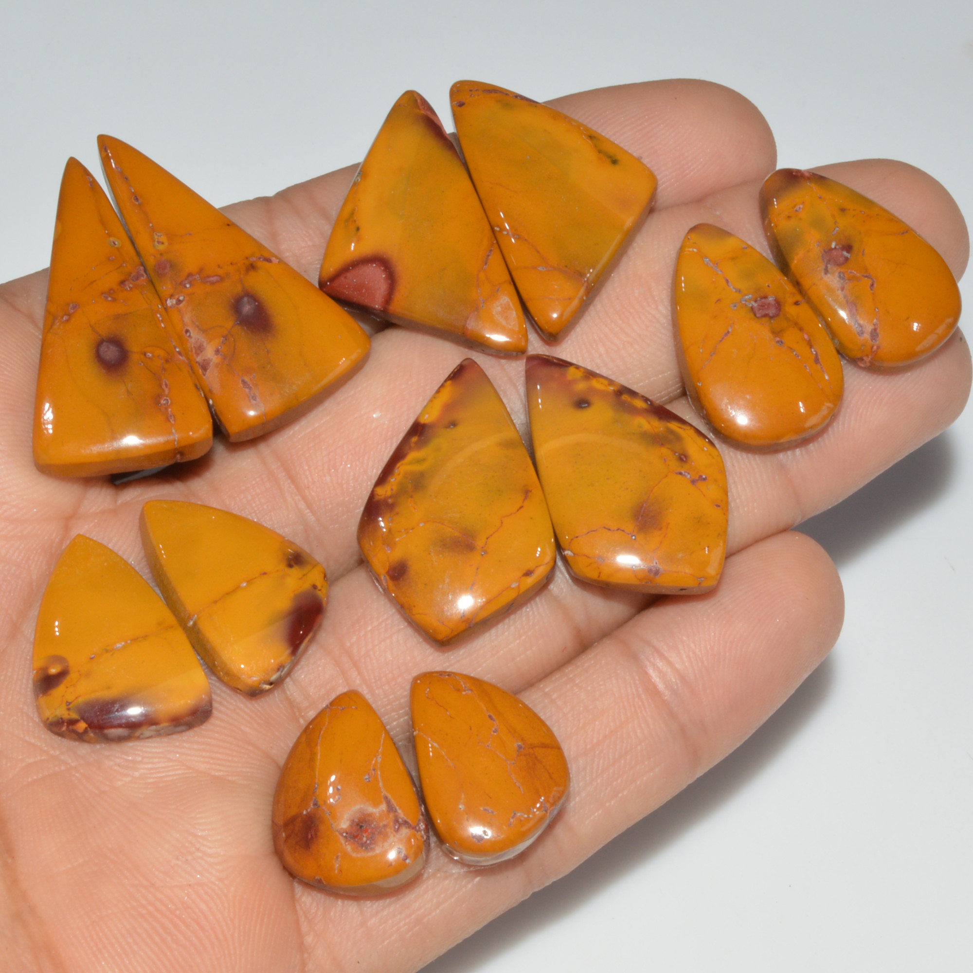6 Pair 184 Cts Natural Mookaite Jasper Matching Pairs Cabochon Gemstone Statement Drop Earrings Jewelry Gift for Her 34X14 17X10mm 16452