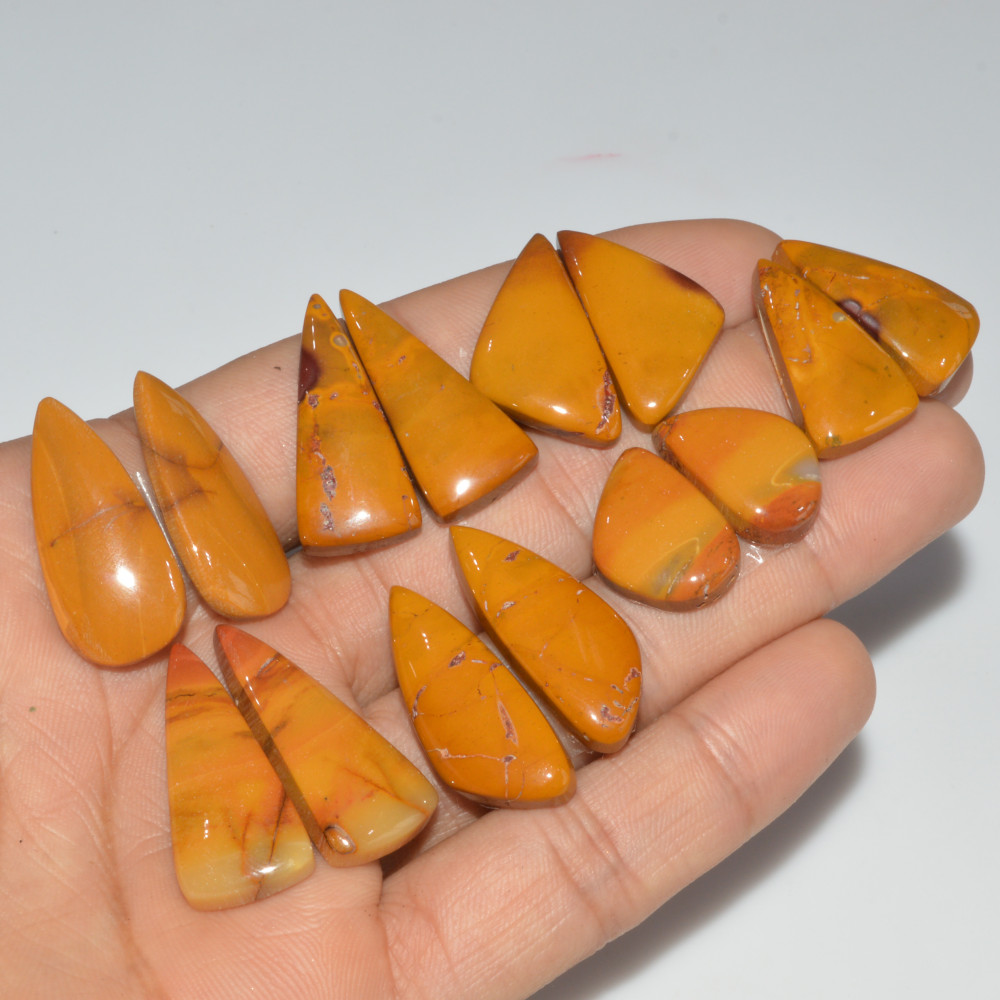 Image of 7 Pair 193 Cts Natural Mookaite Jasper Matching Pairs Cabochon Gemstone Statement Drop Earrings Jewelry Gift for Her 30X12 18X12mm #16460