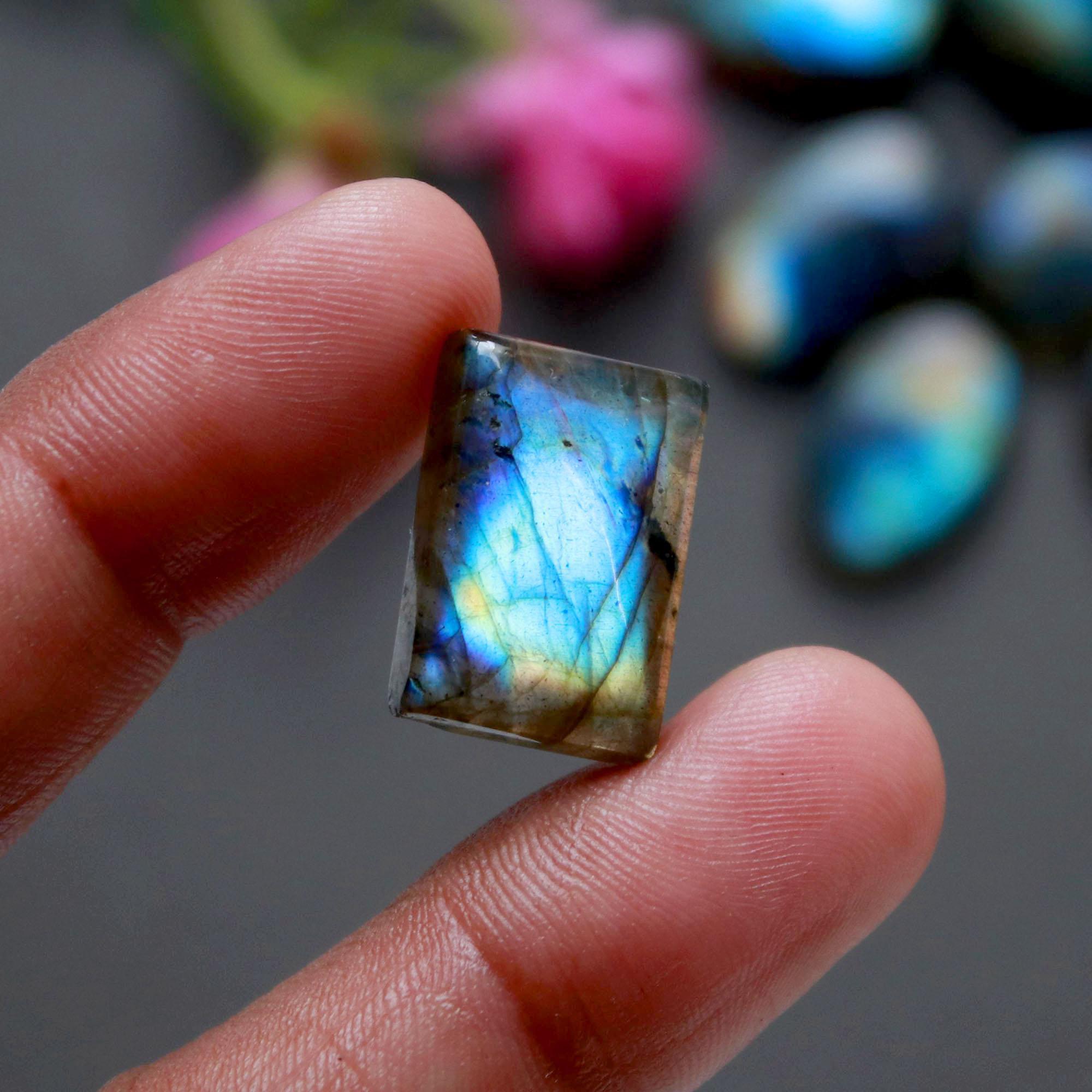 21Pcs 225Ct Natural Labradorite Cabochon Loose Gemstone Lot Jewelry Making Semi-Precious Gemstone 24x10 12x12mm 16468