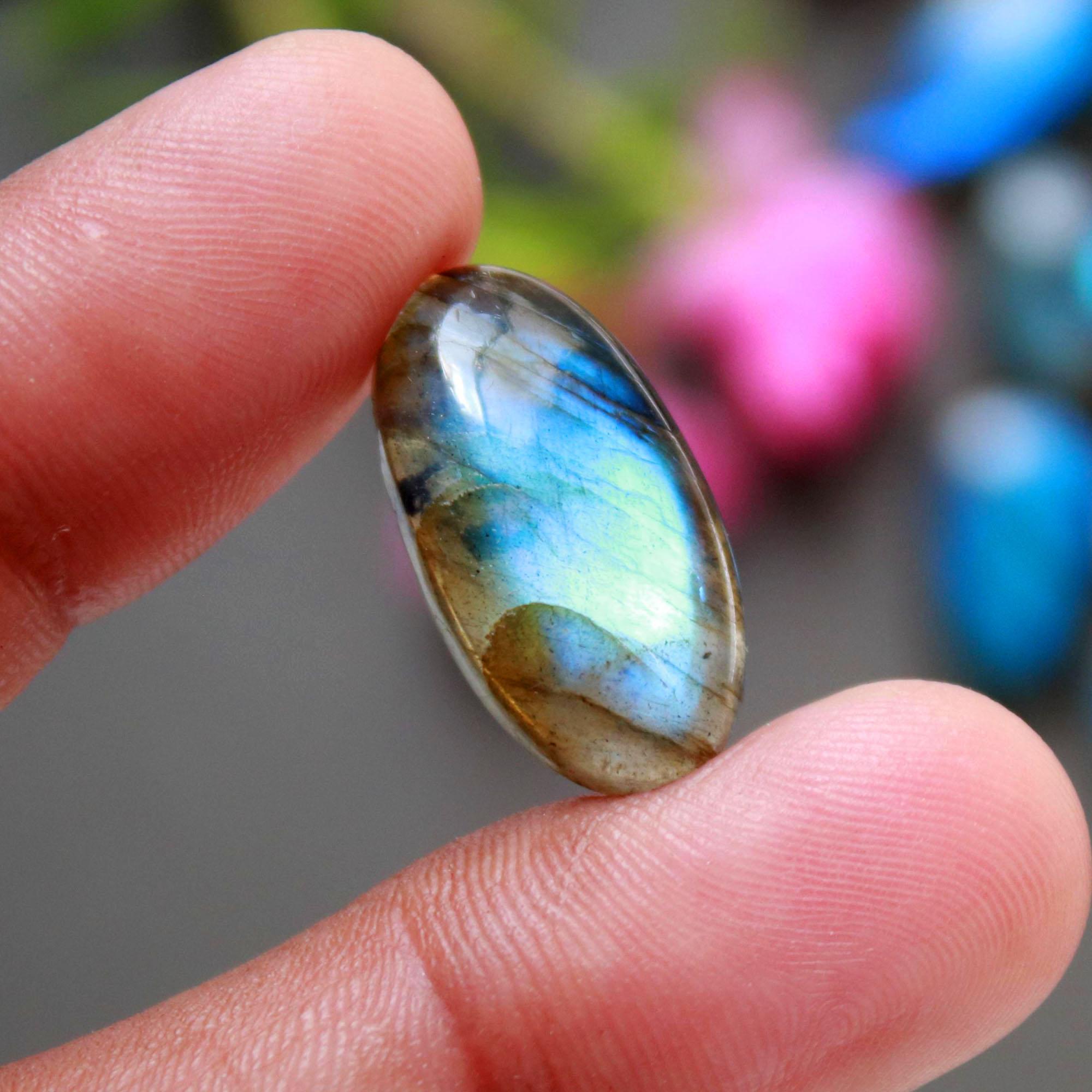 25Pcs 198Ct Natural Labradorite Cabochon Loose Gemstone Lot Jewelry Making Semi-Precious Gemstone 30x10 9x9mm 16469