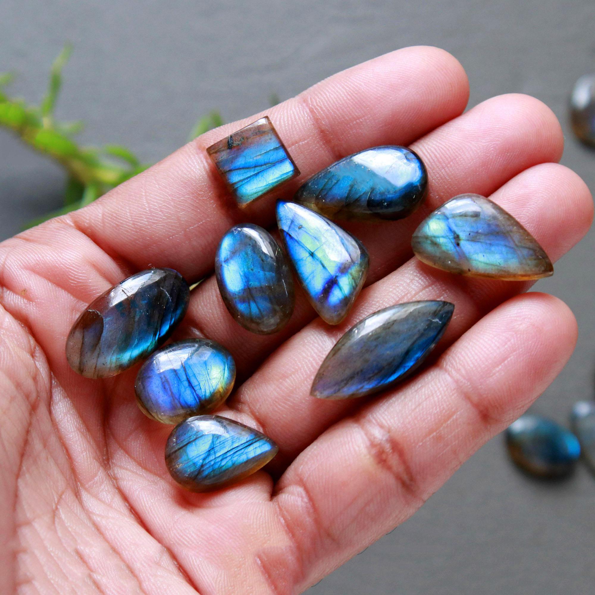 25Pcs 198Ct Natural Labradorite Cabochon Loose Gemstone Lot Jewelry Making Semi-Precious Gemstone 30x10 9x9mm 16469