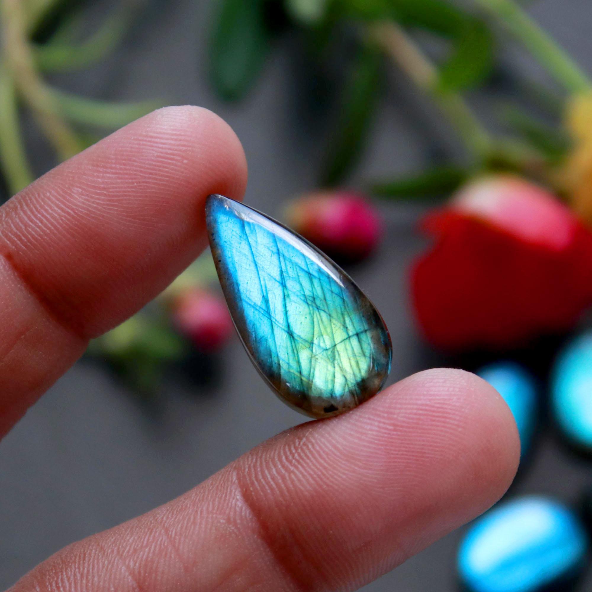 20Pcs 202Ct Natural Labradorite Cabochon Loose Gemstone Lot Jewelry Making Semi-Precious Gemstone 27x10 10x10mm 16470