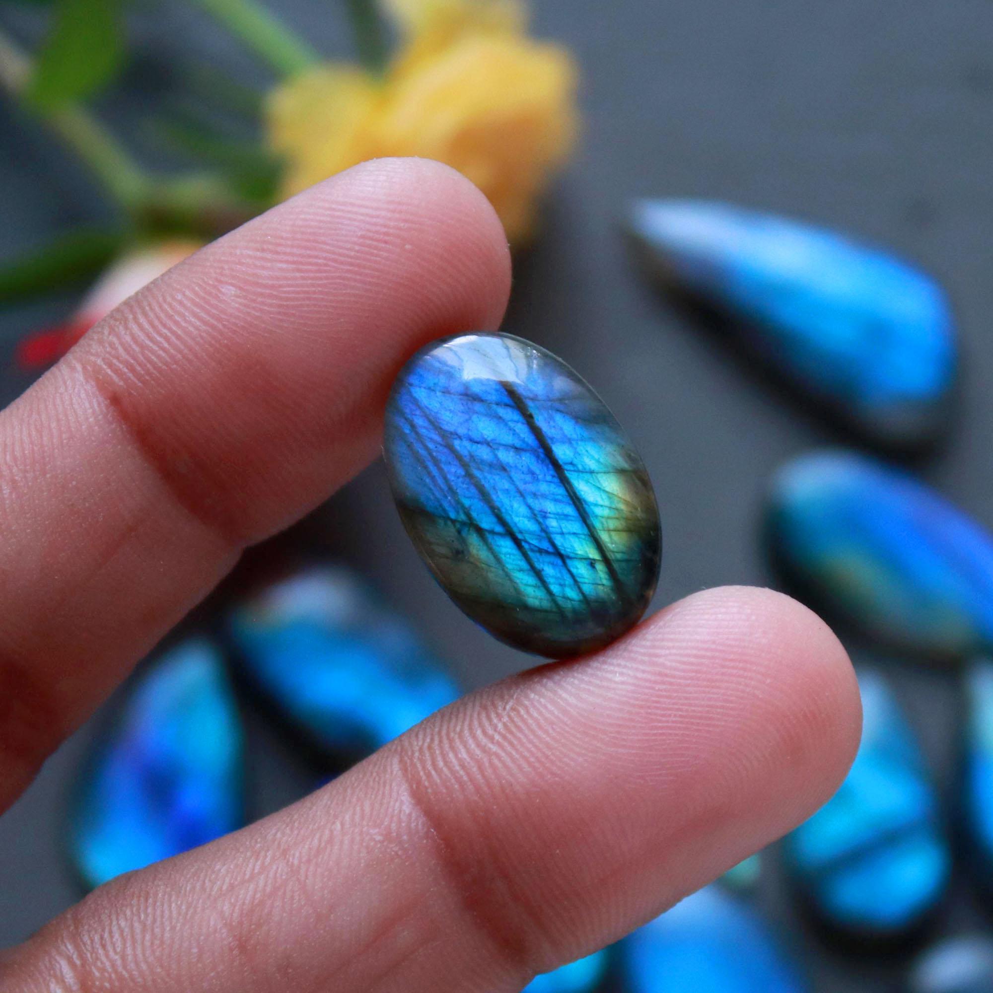 18Pcs 162Ct Natural Labradorite Cabochon Loose Gemstone Lot Jewelry Making Semi-Precious Gemstone 28x10 10x10mm 16471