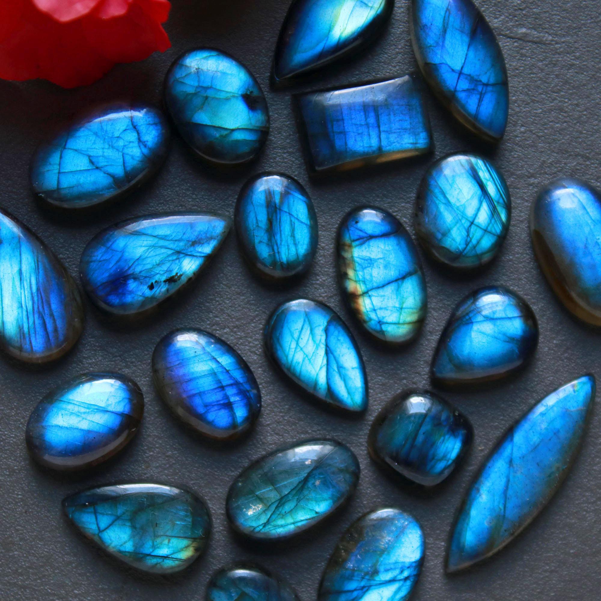 21Pcs 157Ct Natural Labradorite Cabochon Loose Gemstone Lot Jewelry Making Semi-Precious Gemstone 29x8 11x9mm 16473
