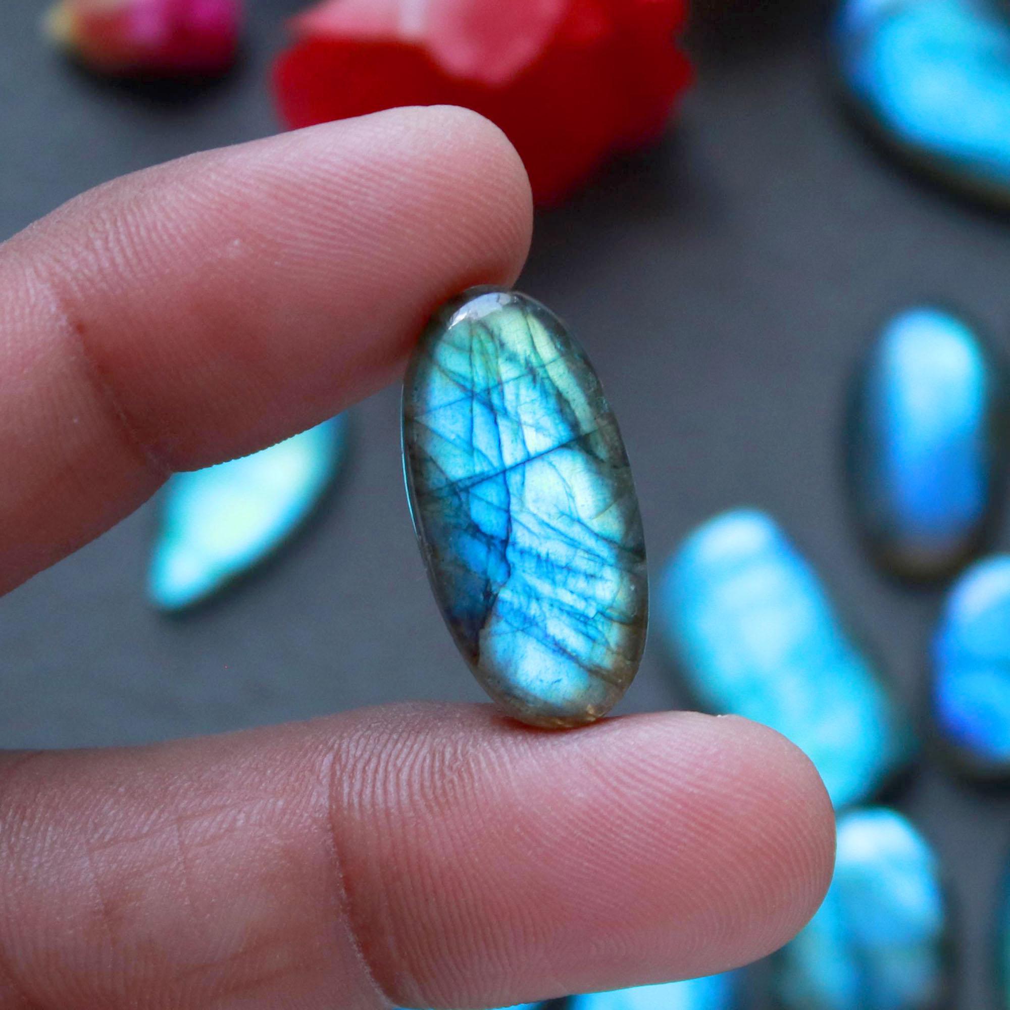 21Pcs 162Ct Natural Labradorite Cabochon Loose Gemstone Lot Jewelry Making Semi-Precious Gemstone 30x9 10x10mm 16475