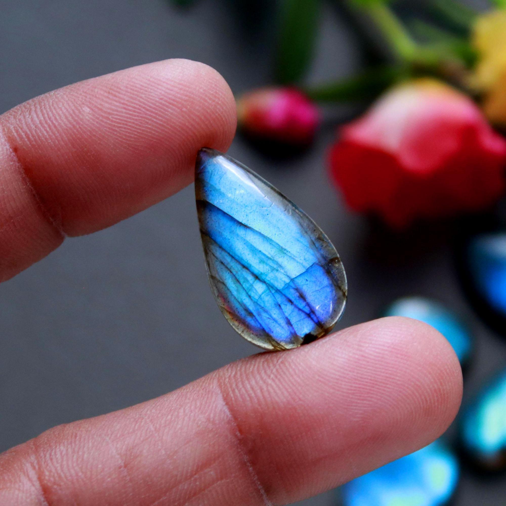 20Pcs 216Ct Natural Labradorite Cabochon Loose Gemstone Lot Jewelry Making Semi-Precious Gemstone 34x11 12x10mm 16476
