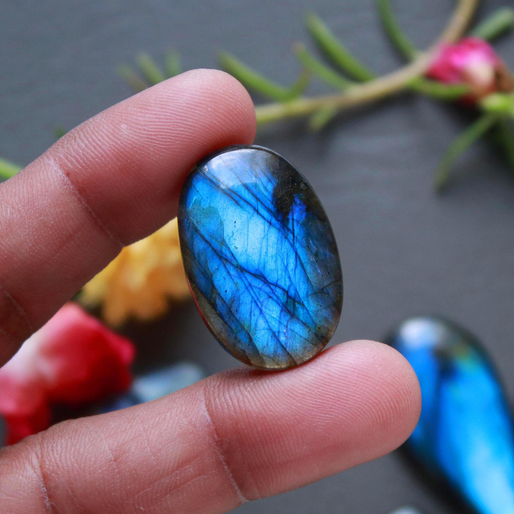 10Pcs 256Ct Natural Labradorite Cabochon Loose Gemstone Lot Jewelry Making Semi-Precious Gemstone 37x16 20x18mm 16477