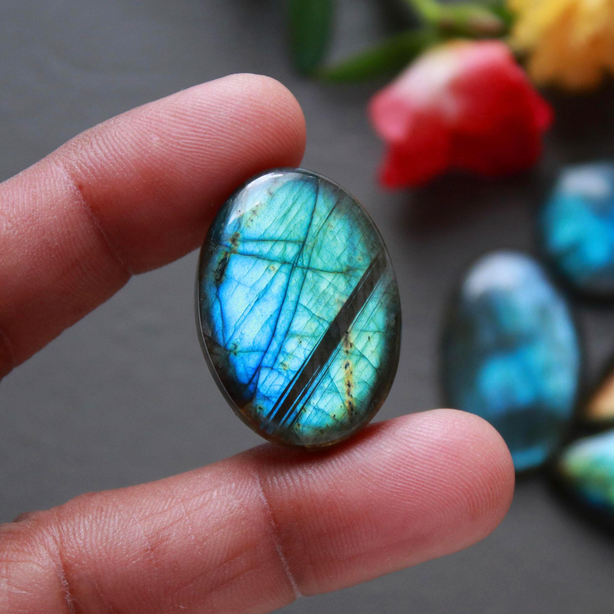 9Pcs 205Ct Natural Labradorite Cabochon Loose Gemstone Lot Jewelry Making Semi-Precious Gemstone 35x17 16x16mm 16478