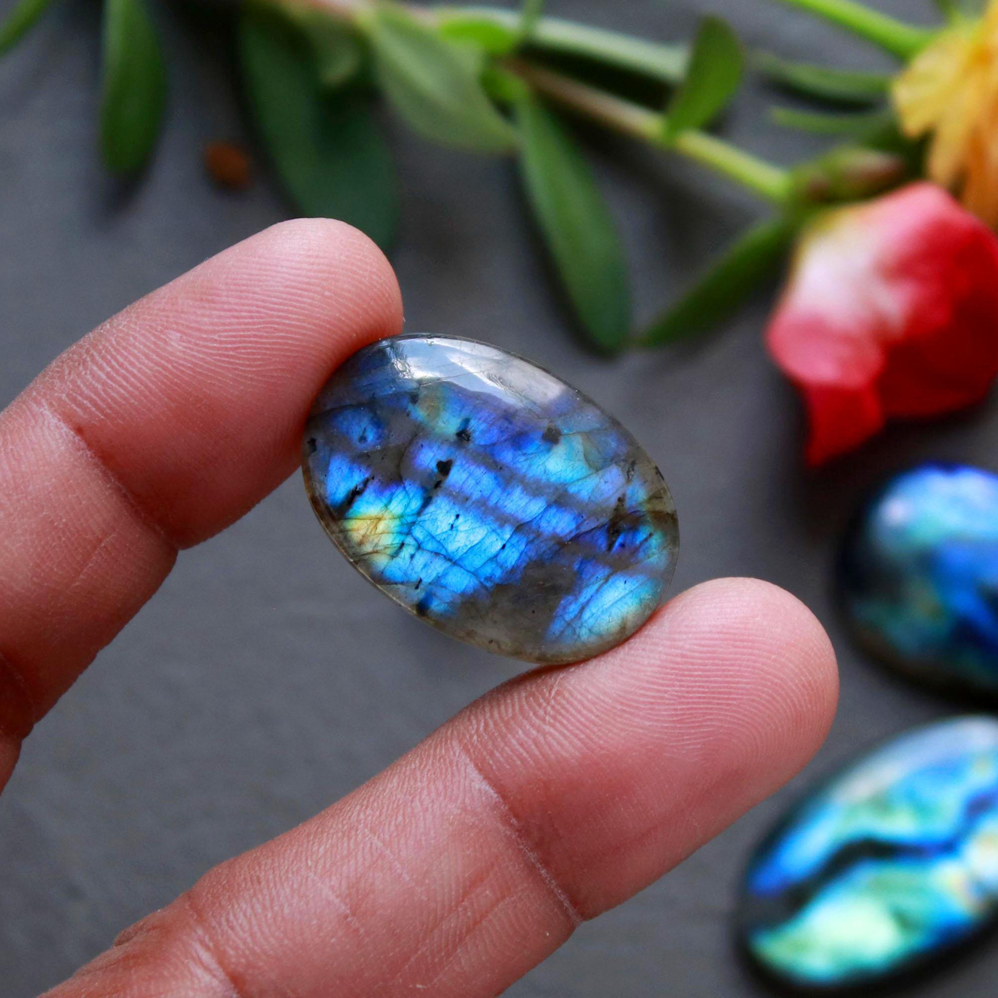 11Pcs 222Ct Natural Labradorite Cabochon Loose Gemstone Lot Jewelry Making Semi-Precious Gemstone 35x18 18x18mm 16479