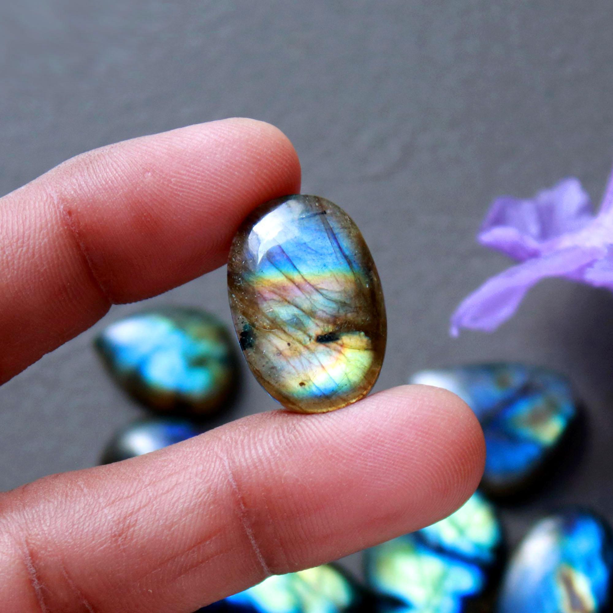 18Pcs 209Ct Natural Labradorite Cabochon Loose Gemstone Lot Jewelry Making Semi-Precious Gemstone 27x14 12x10mm 16480