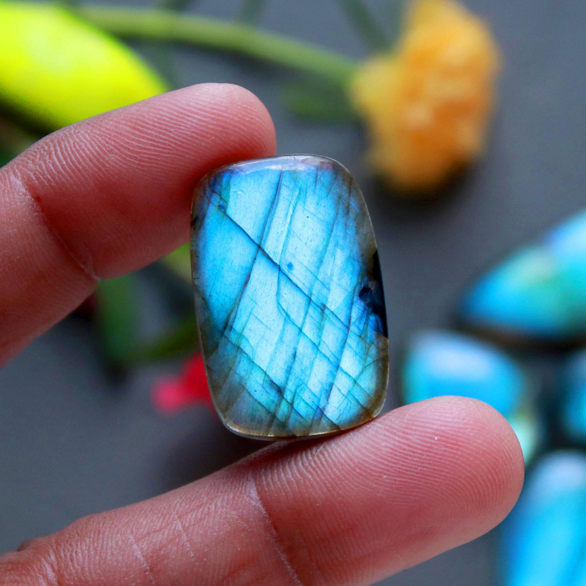 7Pcs 205Ct Natural Labradorite Cabochon Loose Gemstone Lot Jewelry Making Semi-Precious Gemstone 39x19 23x15mm 16481