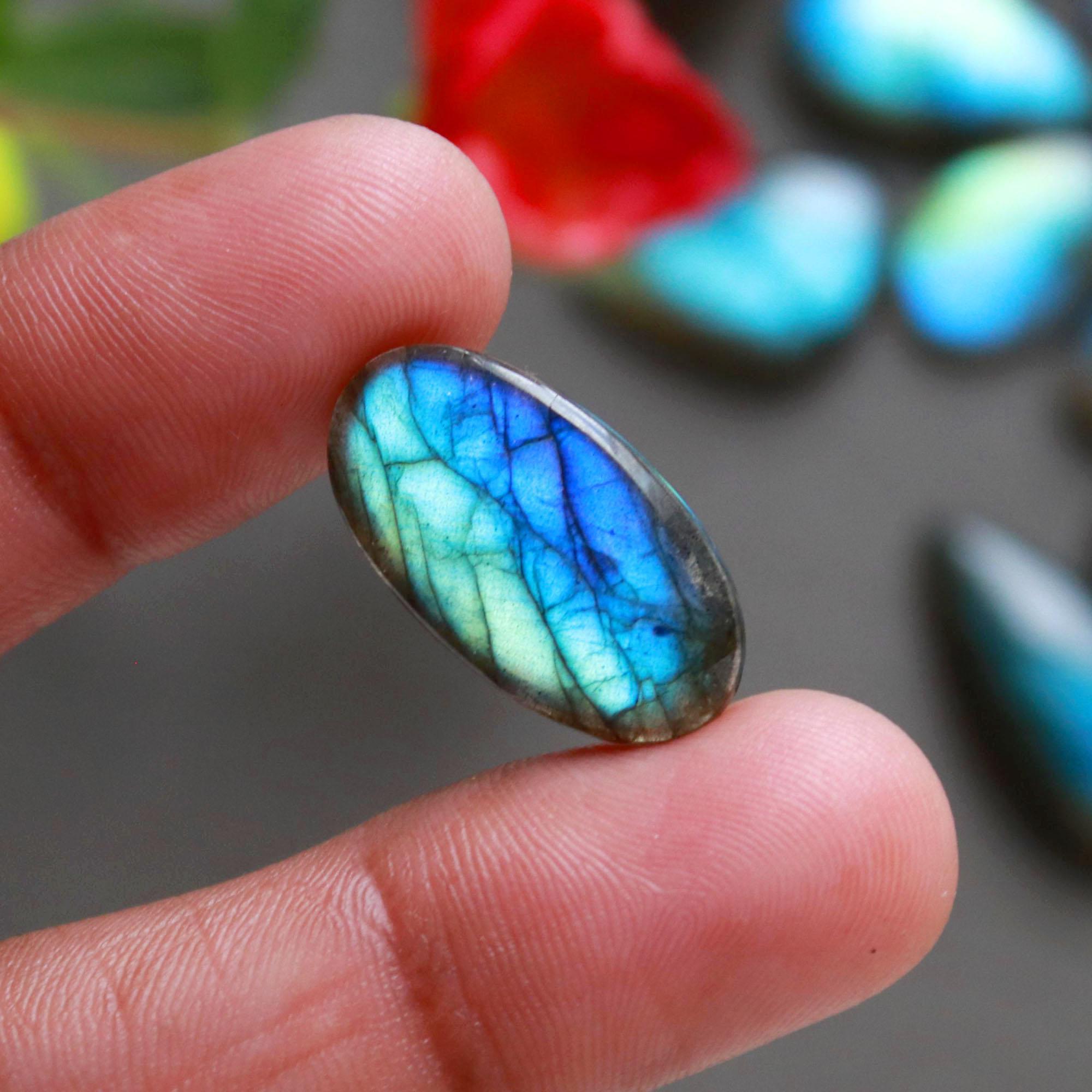 20Pcs 214Ct Natural Labradorite Cabochon Loose Gemstone Lot Jewelry Making Semi-Precious Gemstone 27x9 12x10mm 16483