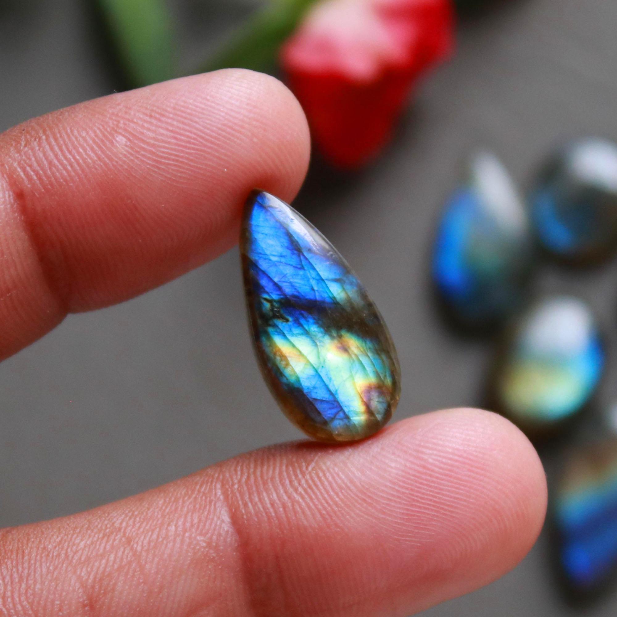 19Pcs 142Ct Natural Labradorite Cabochon Loose Gemstone Lot Jewelry Making Semi-Precious Gemstone 29x8 9x9mm 16485