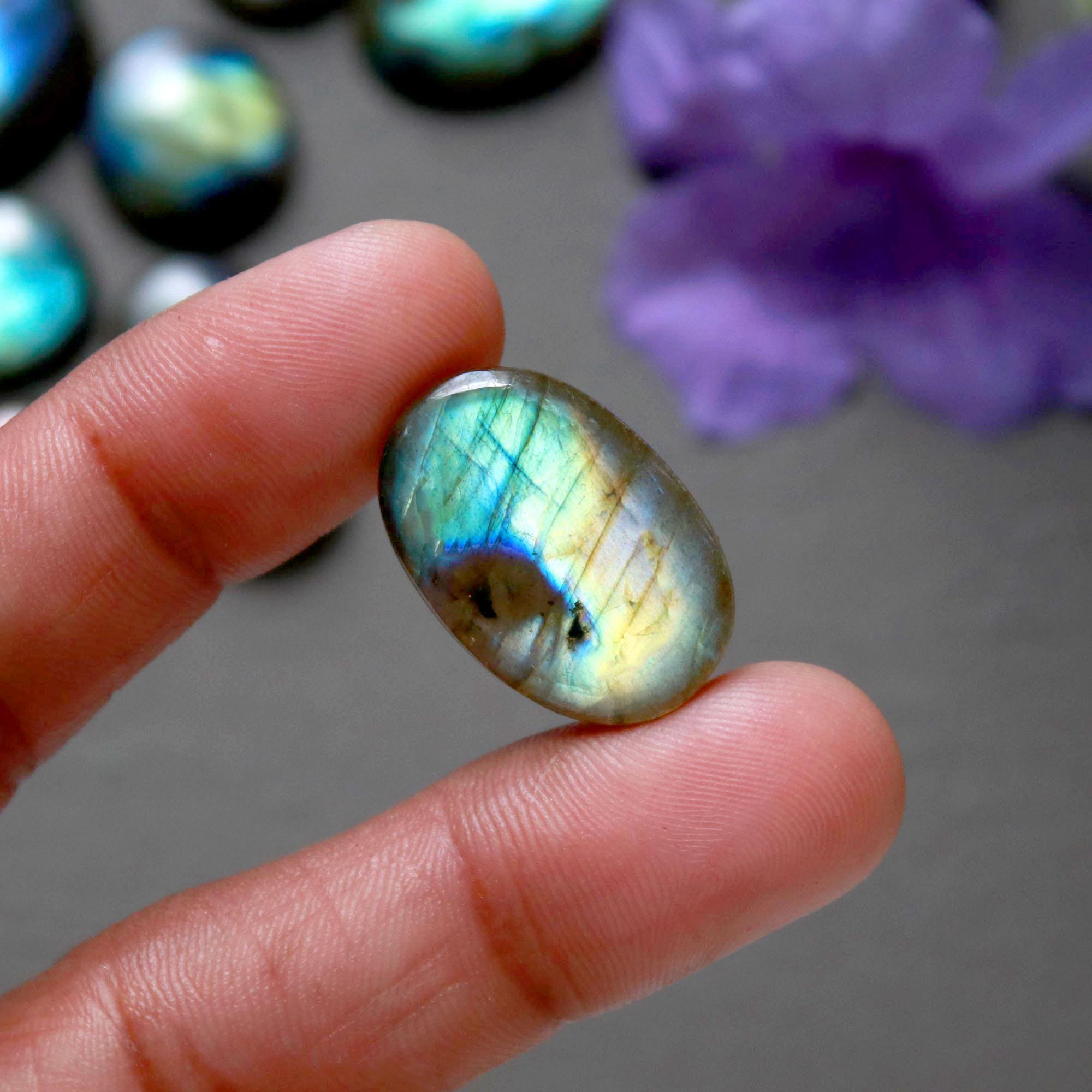 20Pcs 212Ct Natural Labradorite Cabochon Loose Gemstone Lot Jewelry Making Semi-Precious Gemstone 28x14 10x10mm 16486