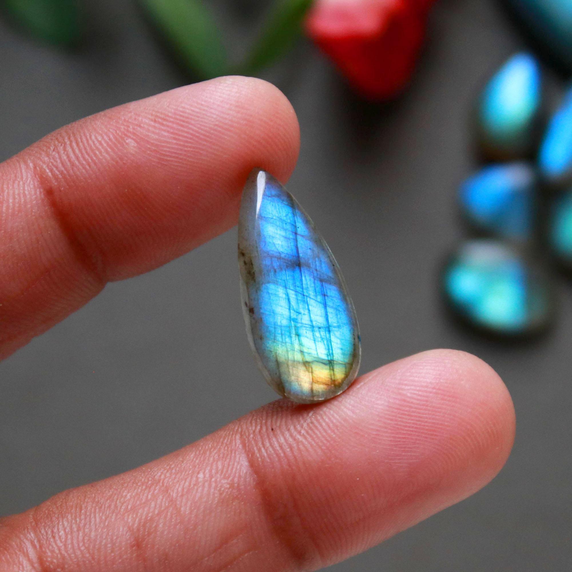 26Pcs 186Ct Natural Labradorite Cabochon Loose Gemstone Lot Jewelry Making Semi-Precious Gemstone 29x8 9x9mm 16487